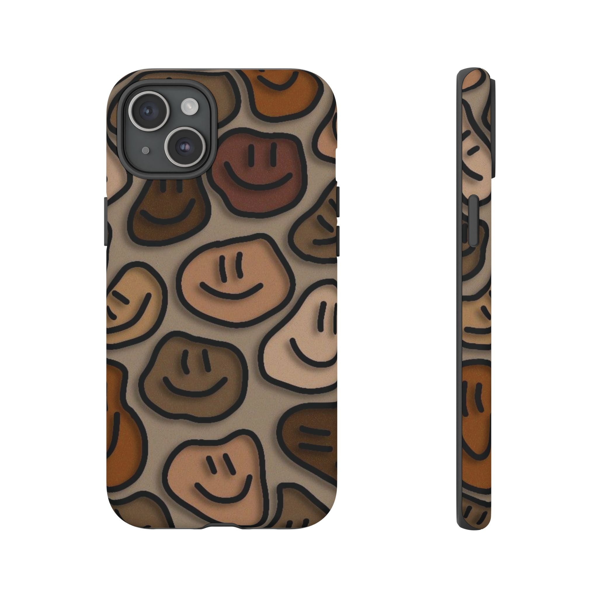 Smiley Faces iPhone Case — Neutral Brown Diverse Smiles Protective Cover