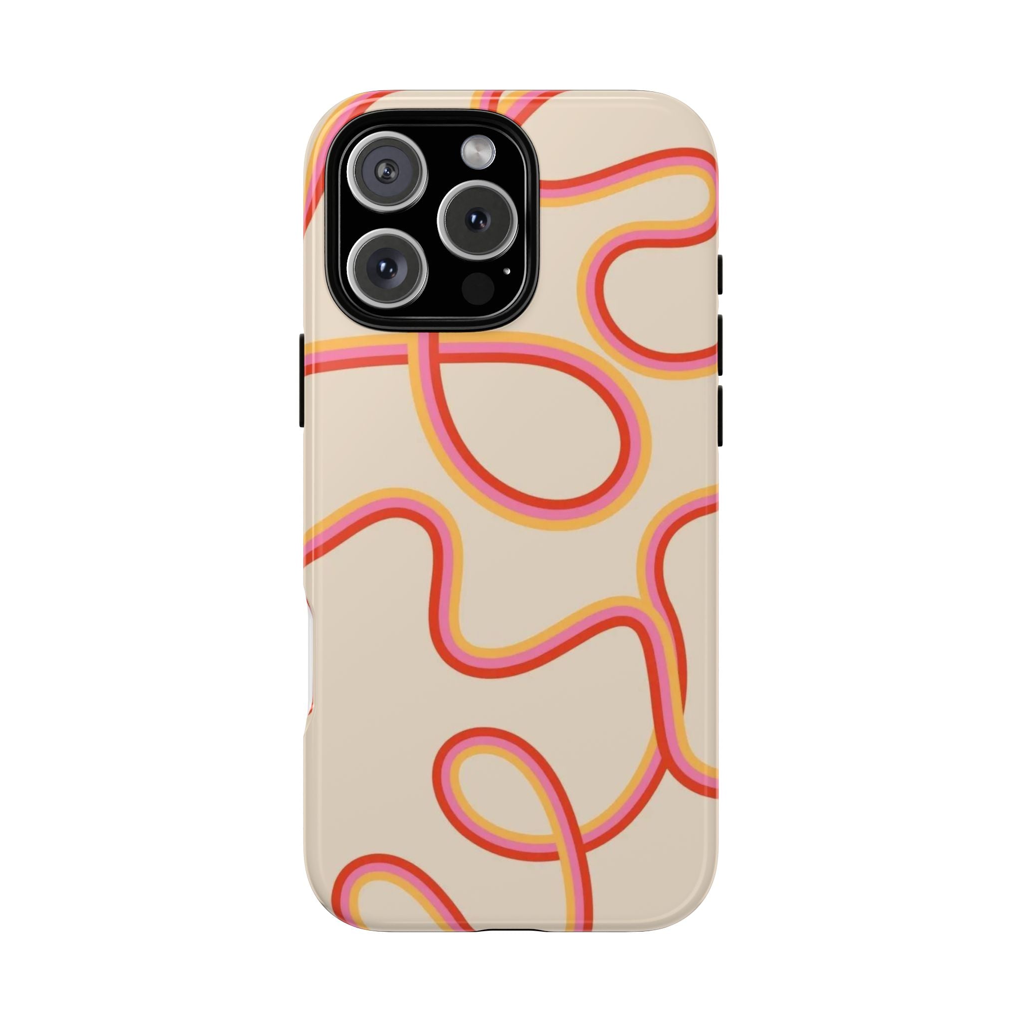 Retro Loop Pattern iPhone Case – Peach & Sunset Abstract Tough Case