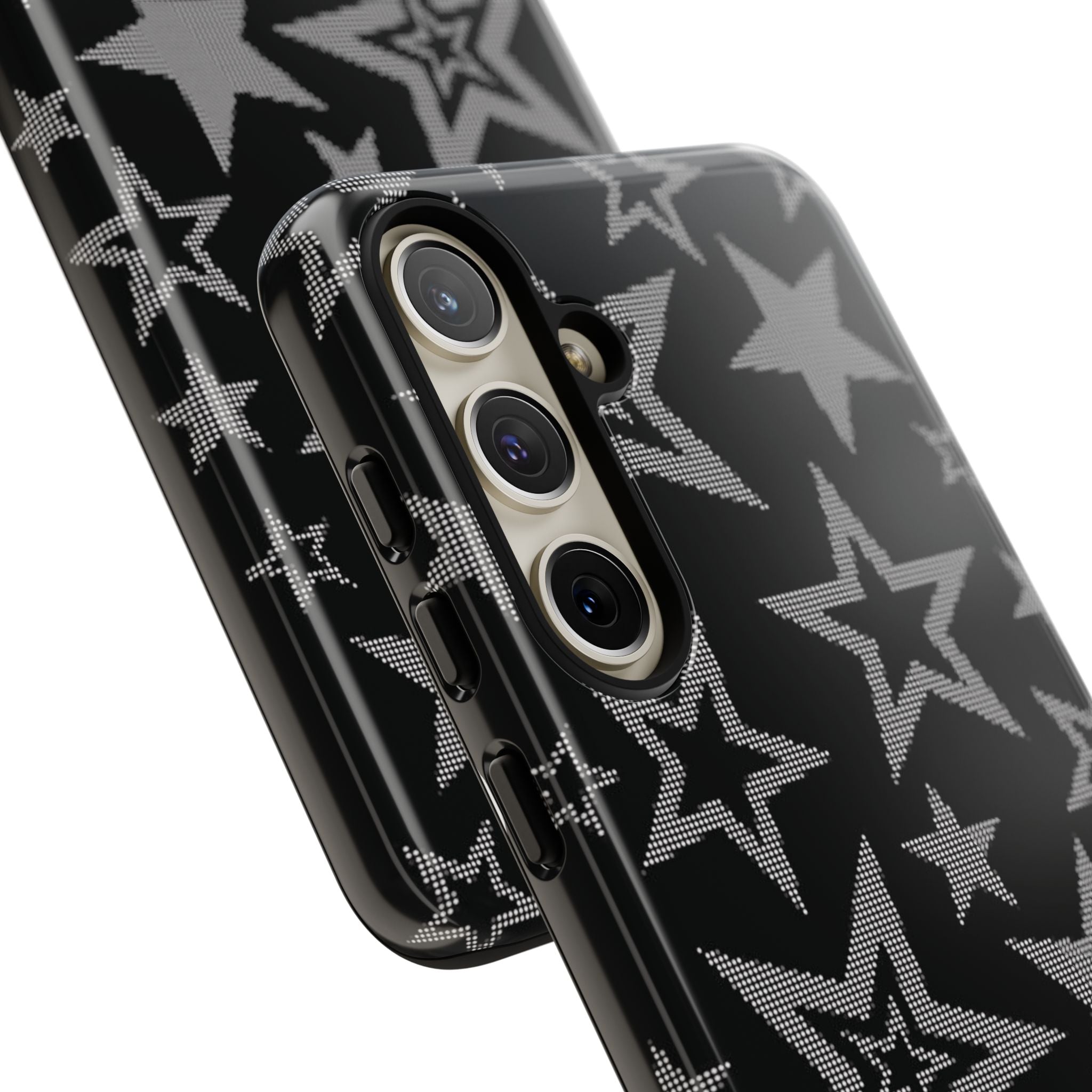 Black Star Pattern Tough Phone Case — Durable Protective Phone Cover