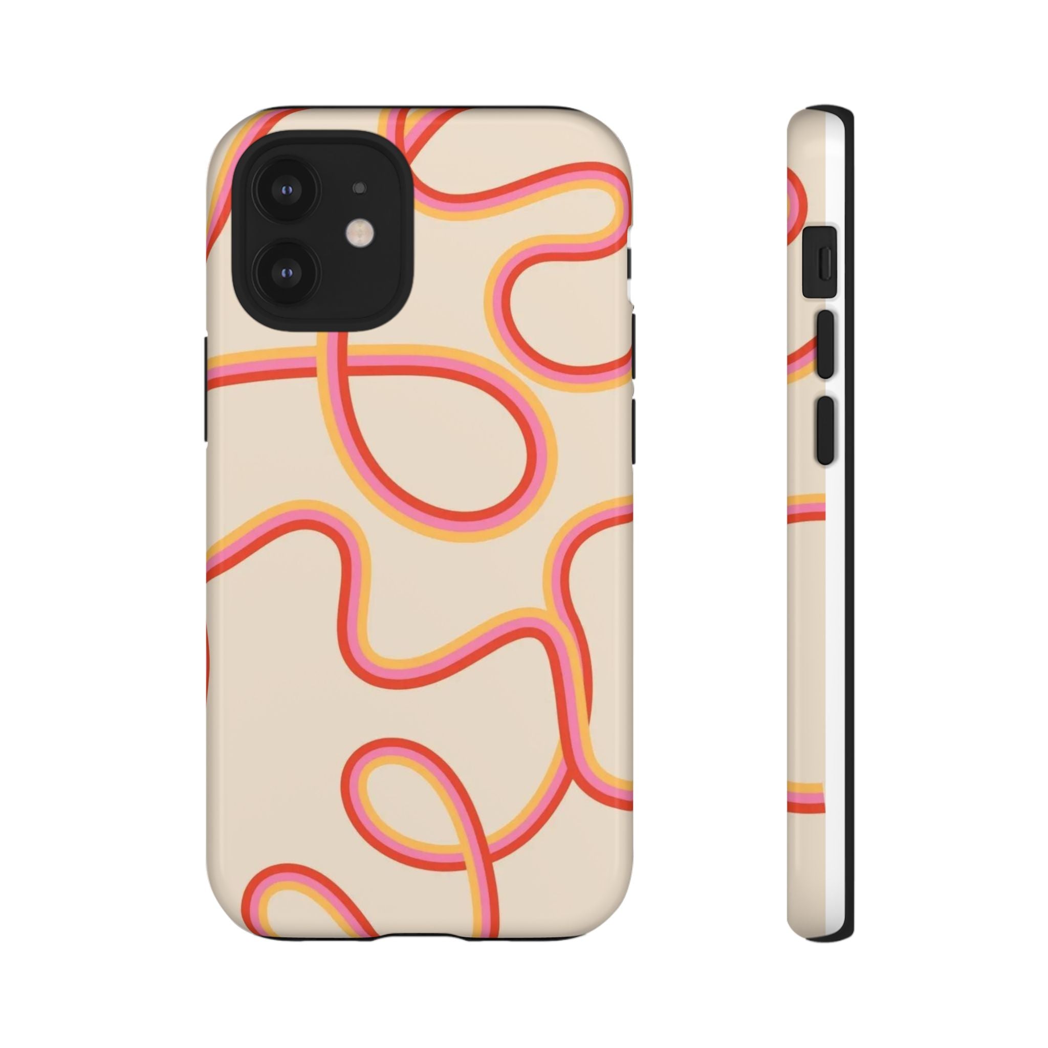 Retro Loop Pattern iPhone Case – Peach & Sunset Abstract Tough Case