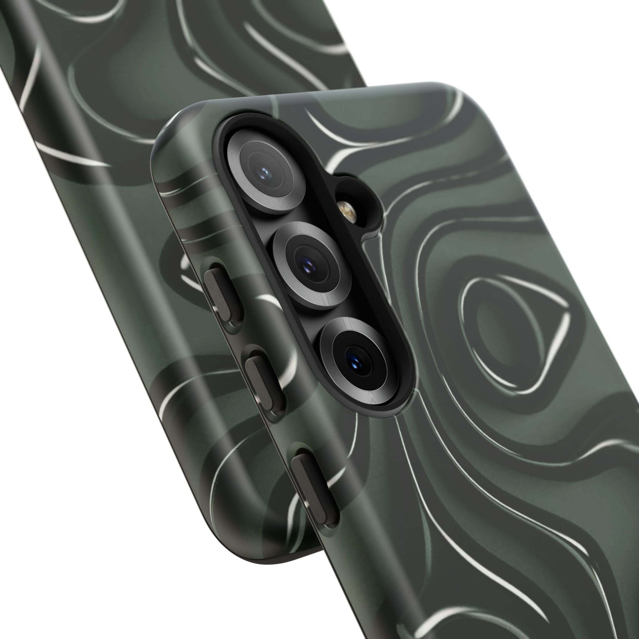 Dark Green Abstract Swirl Tough Phone Case