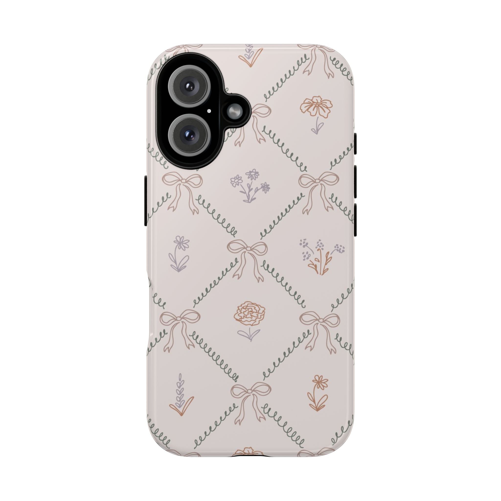 Floral Bow Pattern Tough iPhone Case