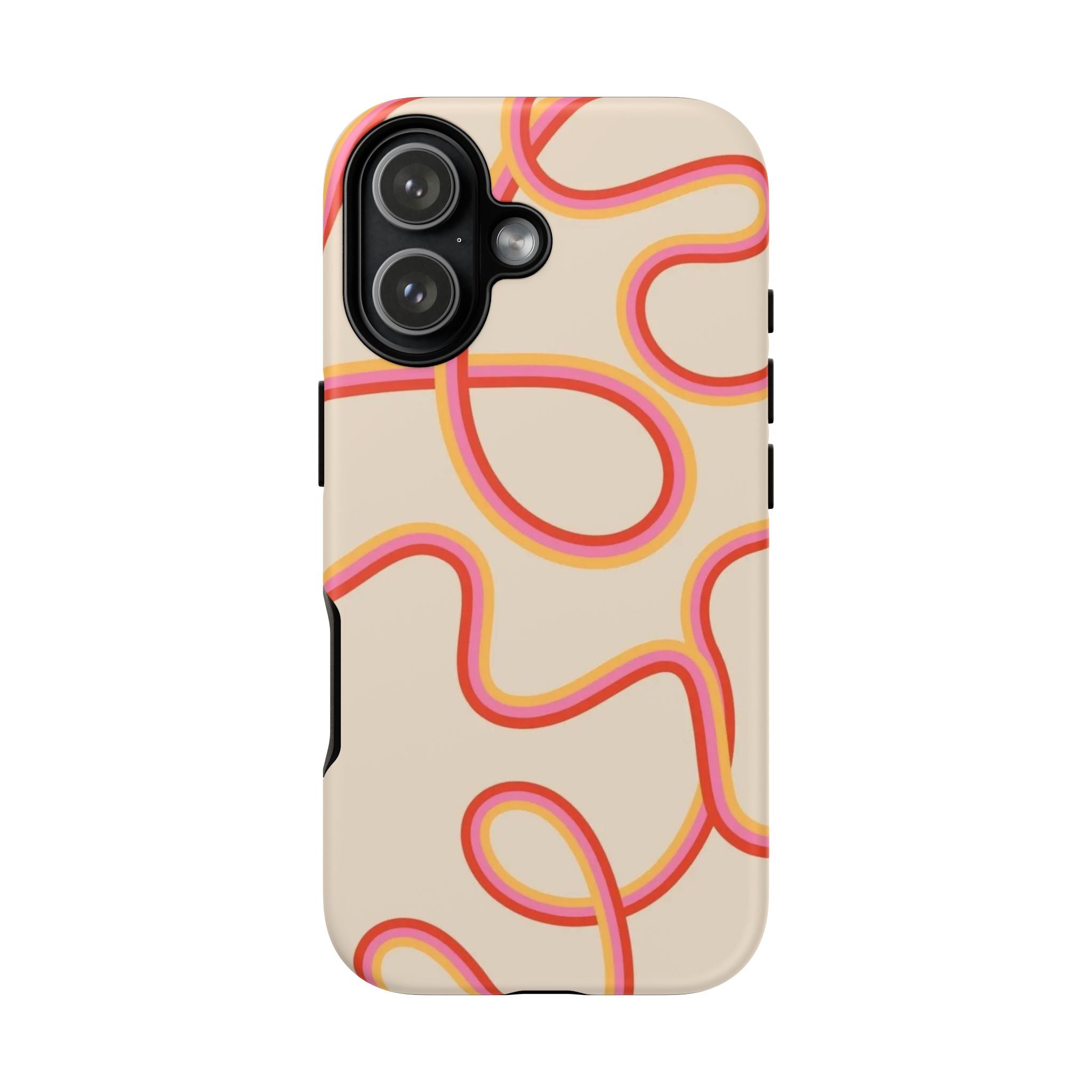 Retro Loop Pattern iPhone Case – Peach & Sunset Abstract Tough Case