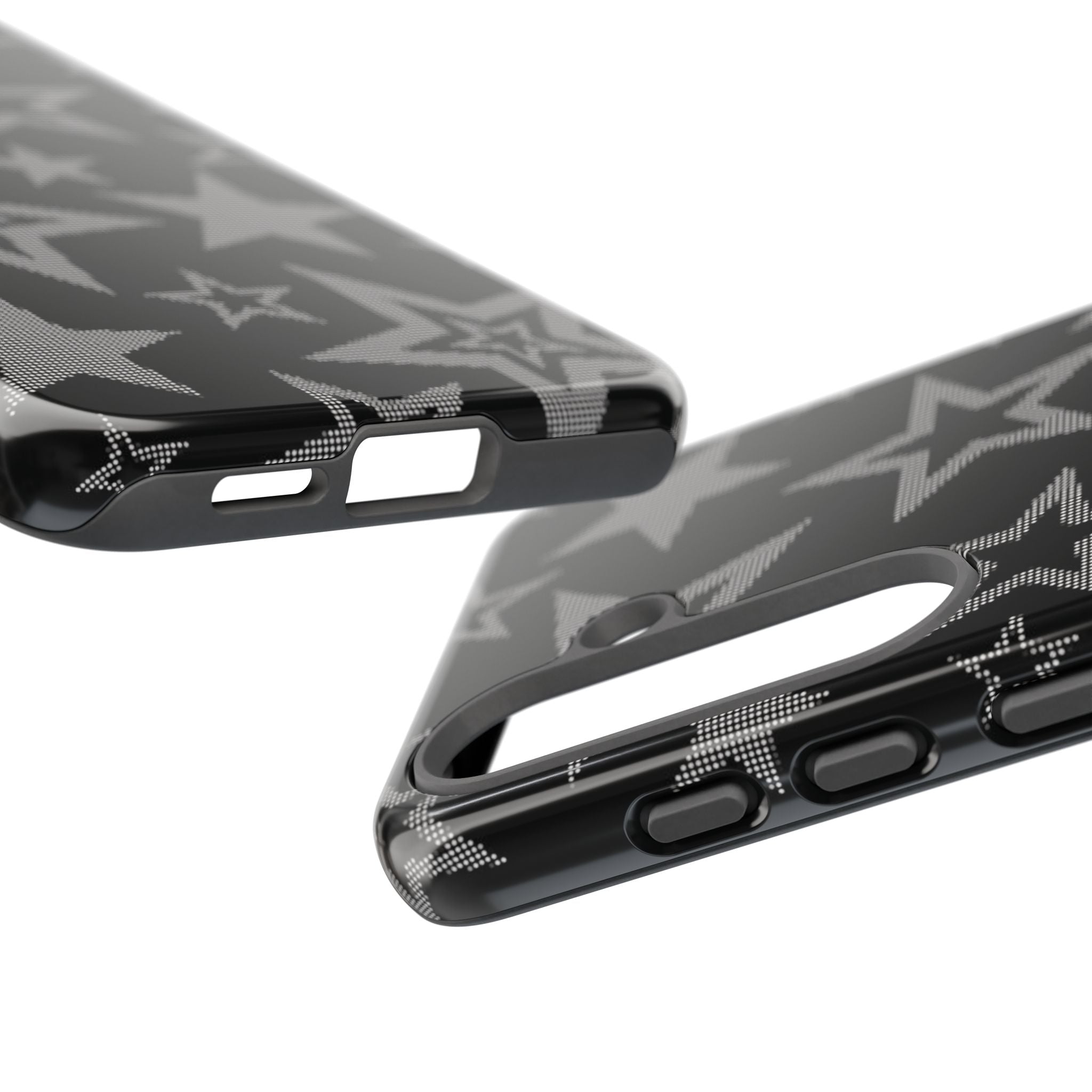 Black Star Pattern Tough Phone Case — Durable Protective Phone Cover
