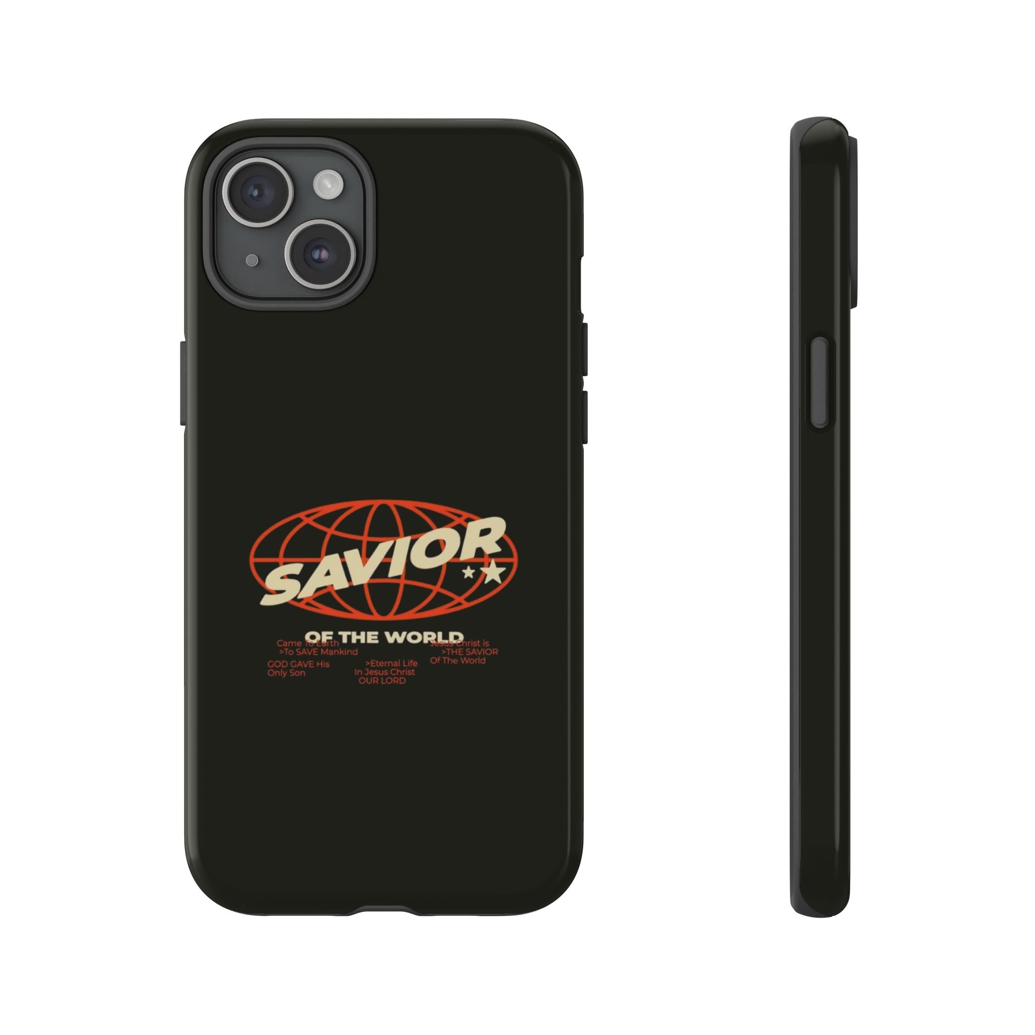 Savior of the World Black Protective Phone Case — Retro Globe Design