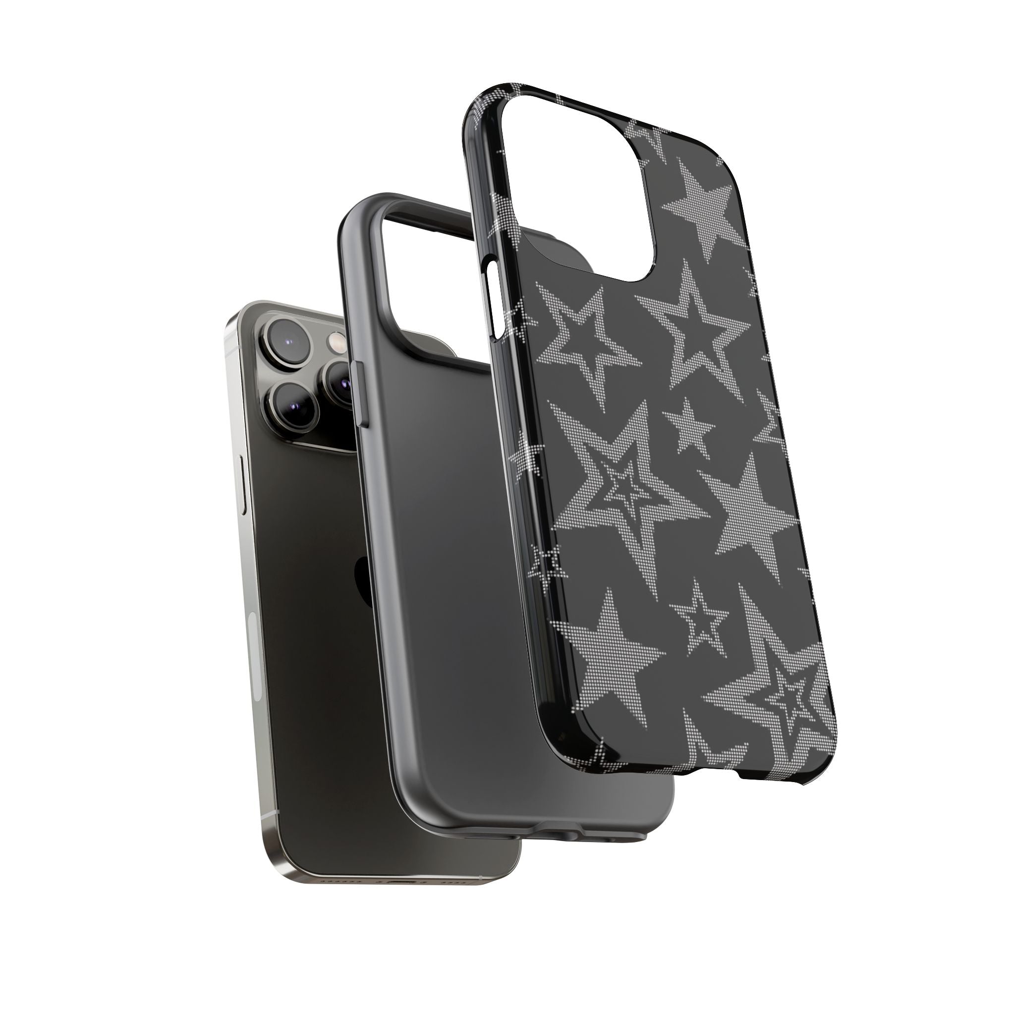 Black Star Pattern Tough Phone Case — Durable Protective Phone Cover