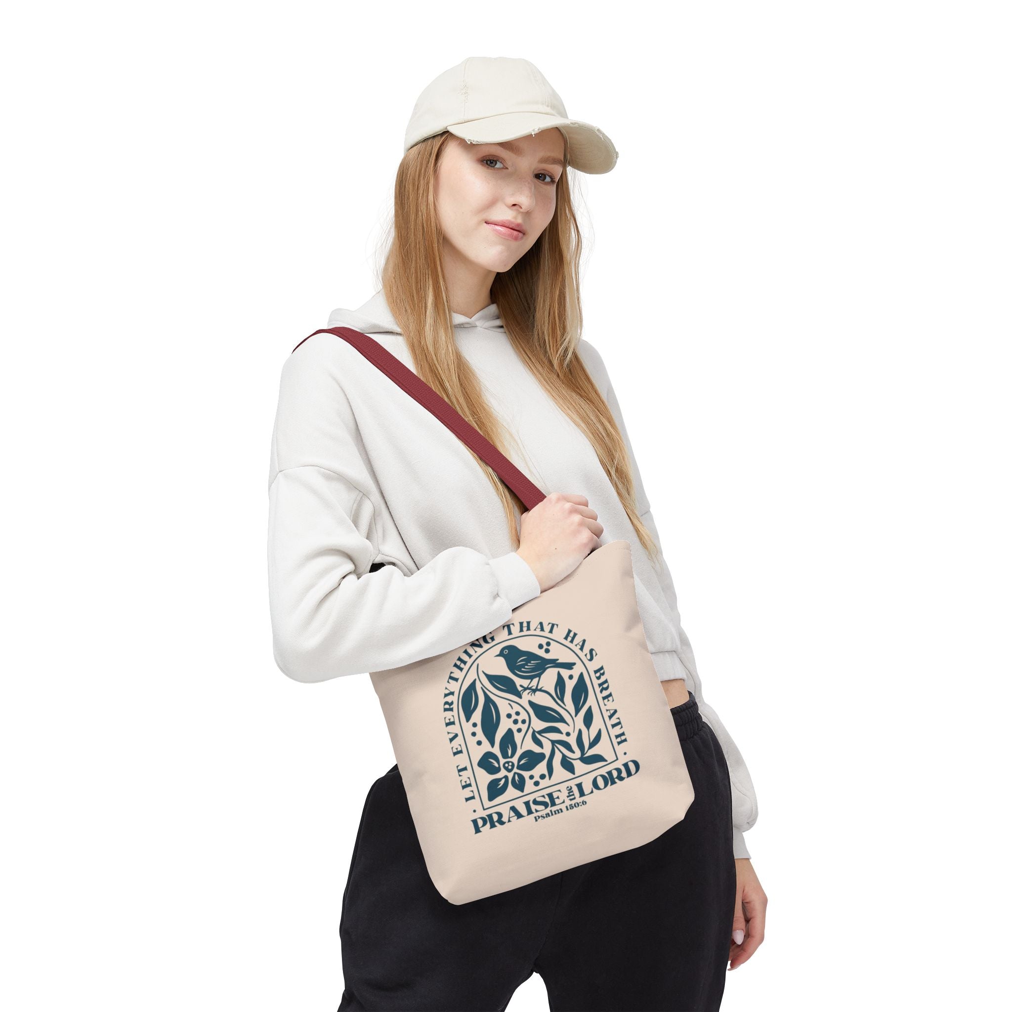 "Praise the Lord" Floral Psalm 150:6 Tote Bag