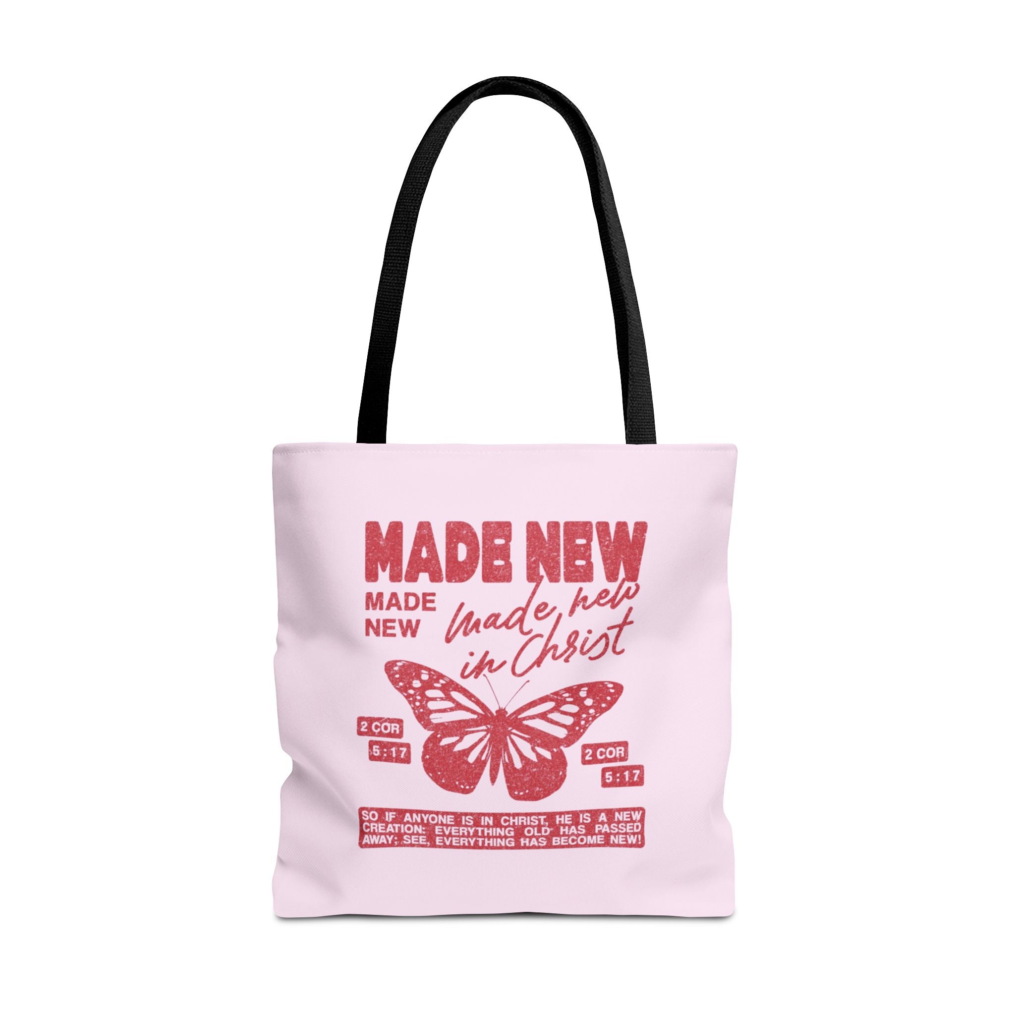 "Made New in Christ" Pink Butterfly Tote