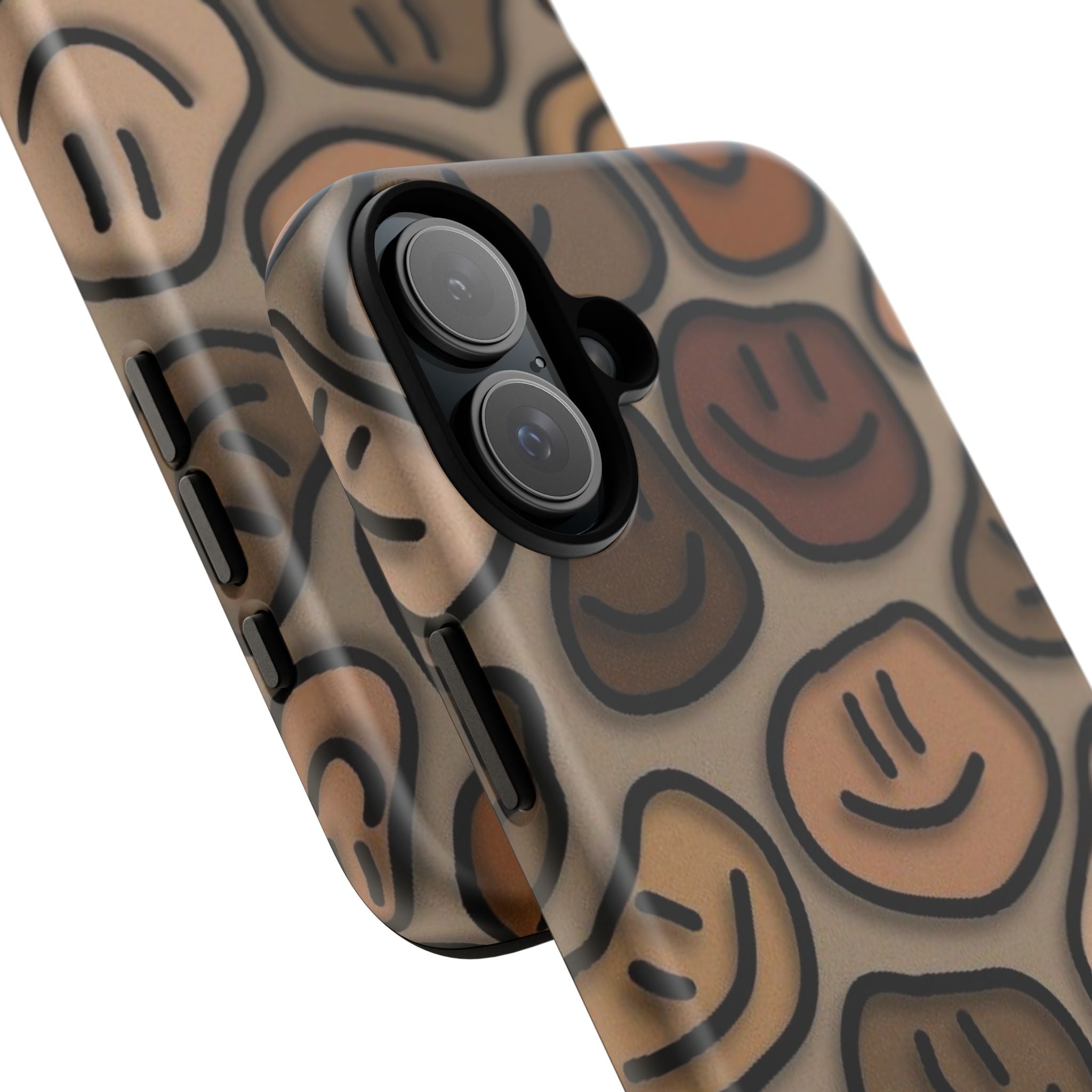 Smiley Faces iPhone Case — Neutral Brown Diverse Smiles Protective Cover