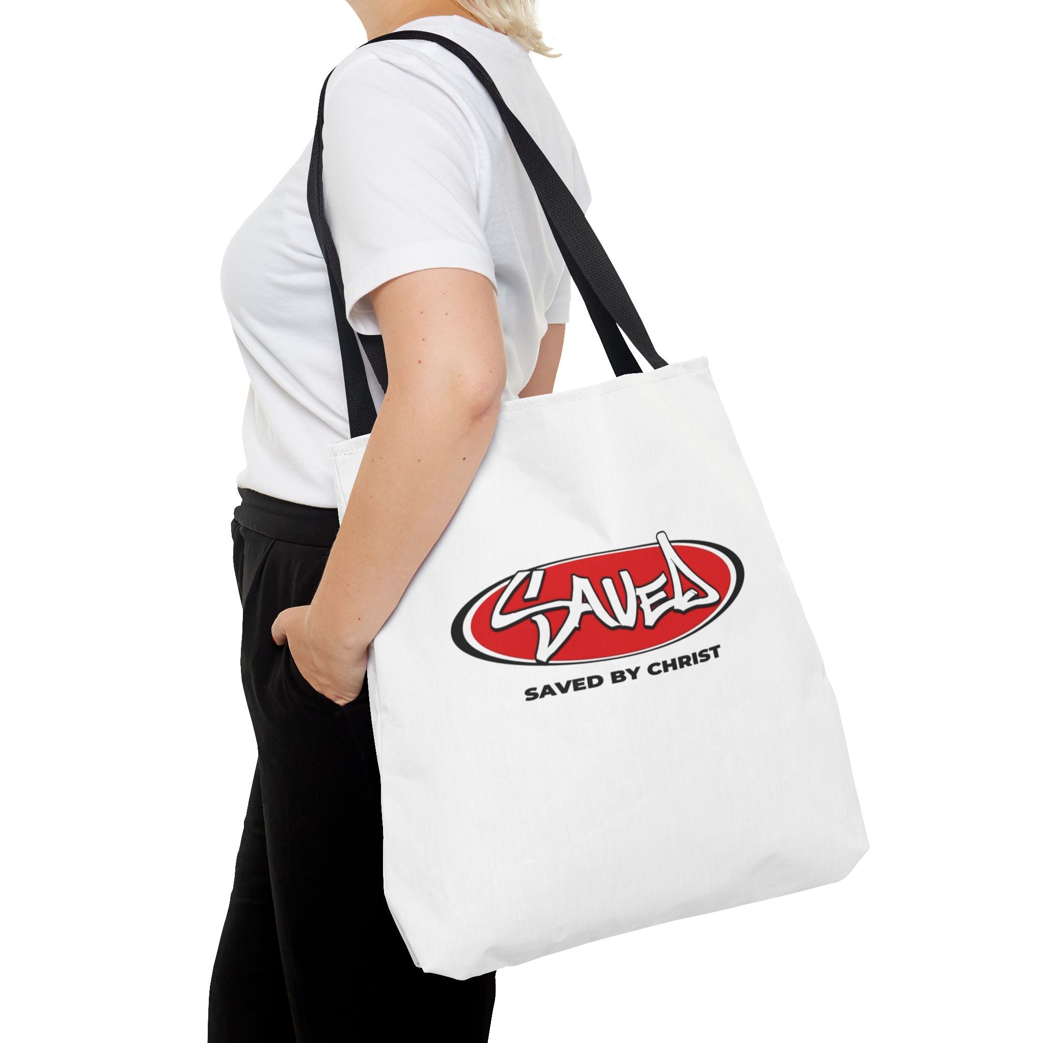 "Saved by Christ" Canvas Tote Bag
