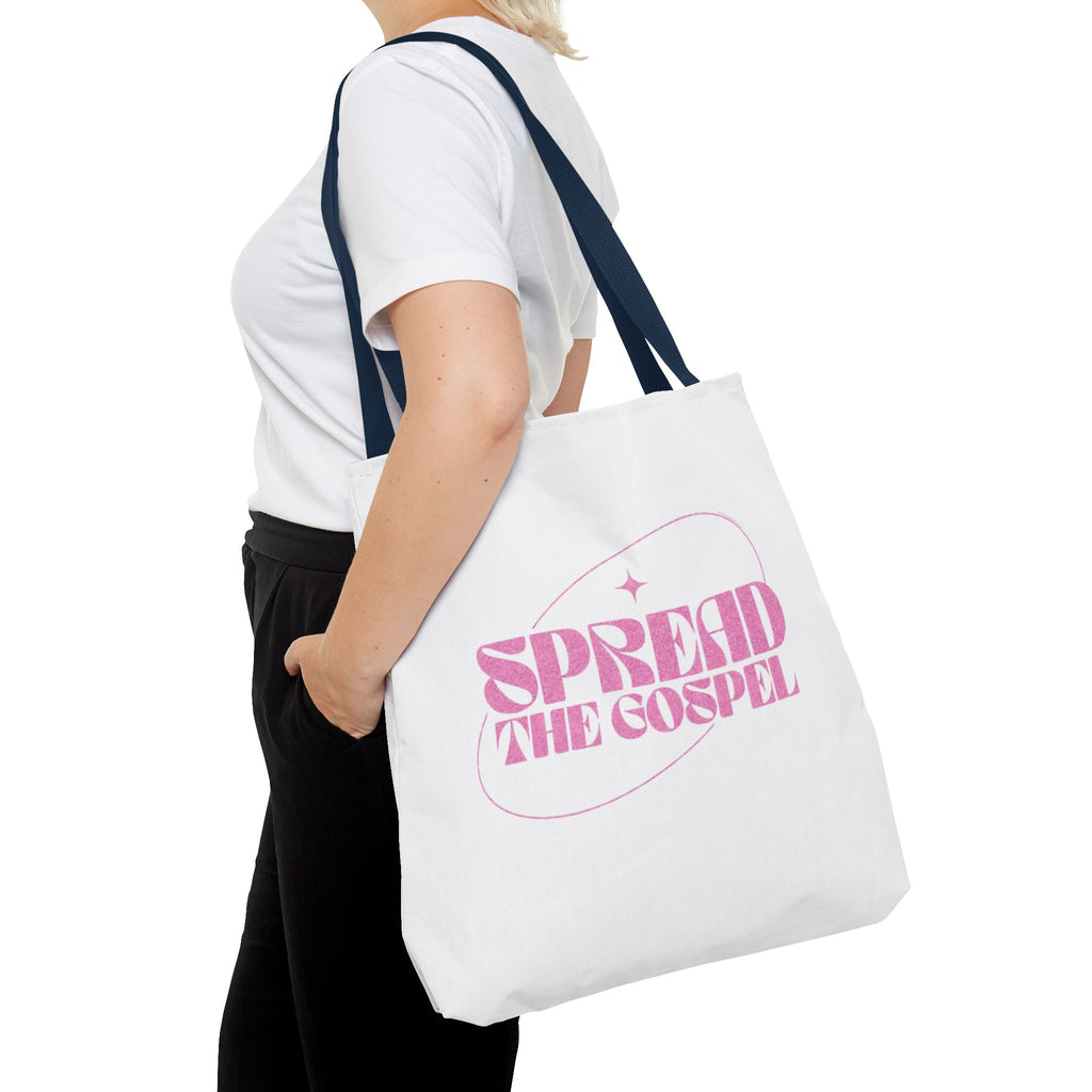 Spread the Gospel Tote Bag — Pink Retro Canvas Tote