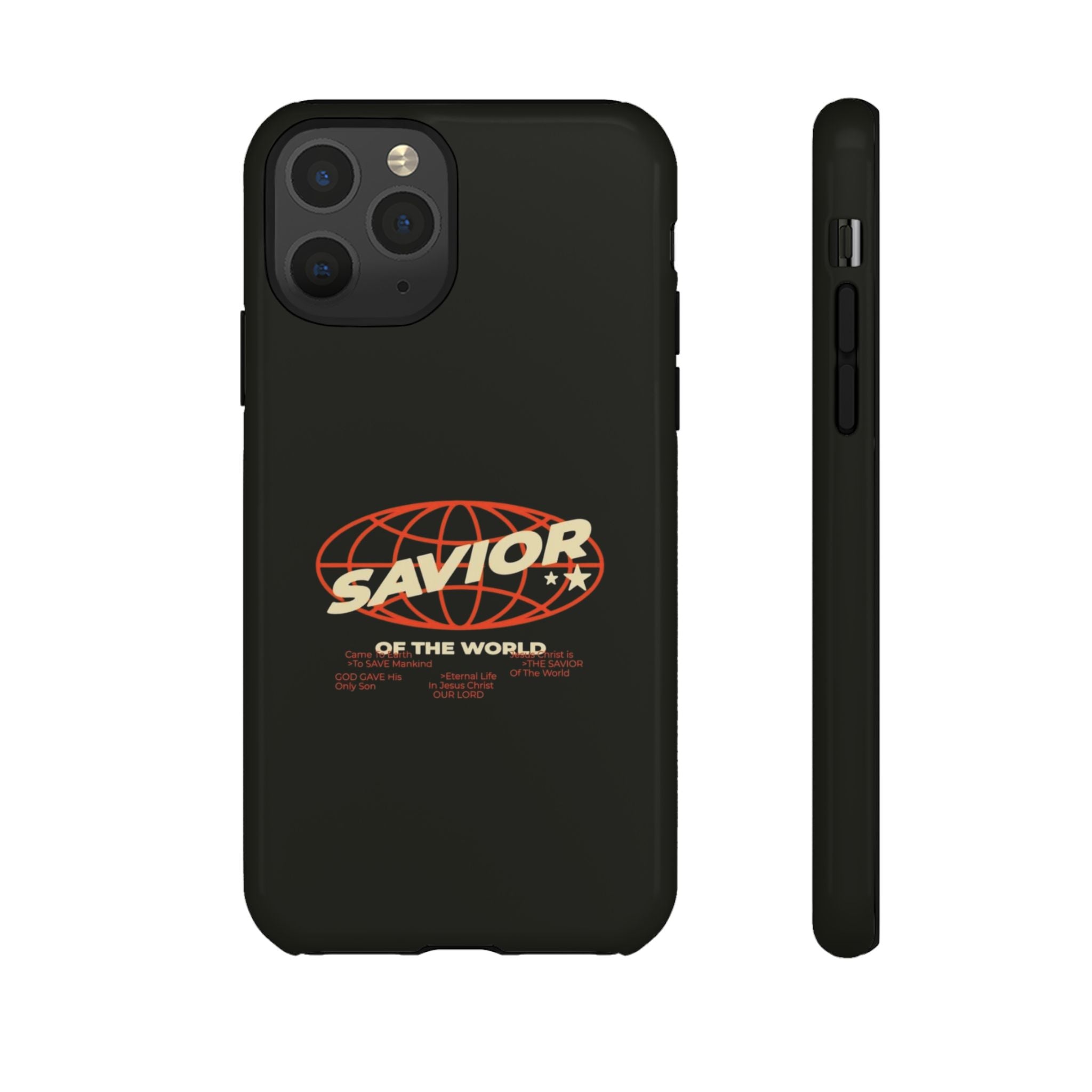 Savior of the World Black Protective Phone Case — Retro Globe Design