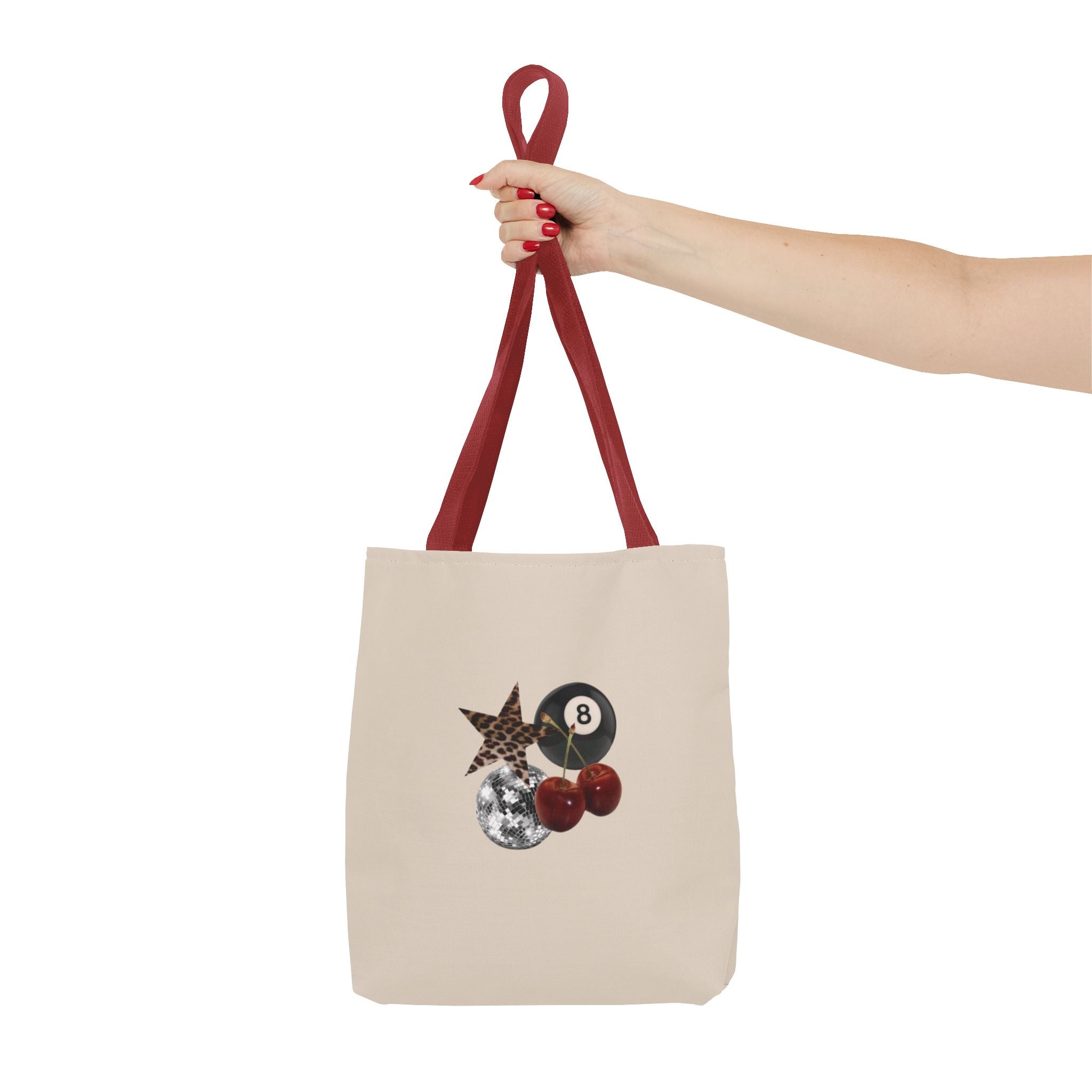 Vintage Retro Collage Tote Bag — 8 Ball, Stars & Cherry Graphic
