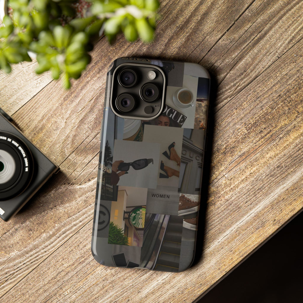Collage Aesthetic Tough iPhone Case — Chic Cafe & Fashion Mood Board