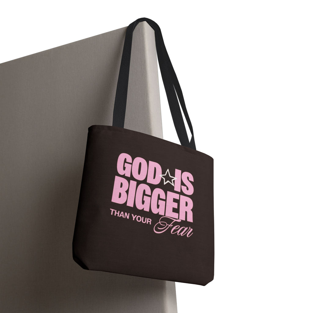 "God Is Bigger Than Your Fear" Scripture Quote Tote Bag