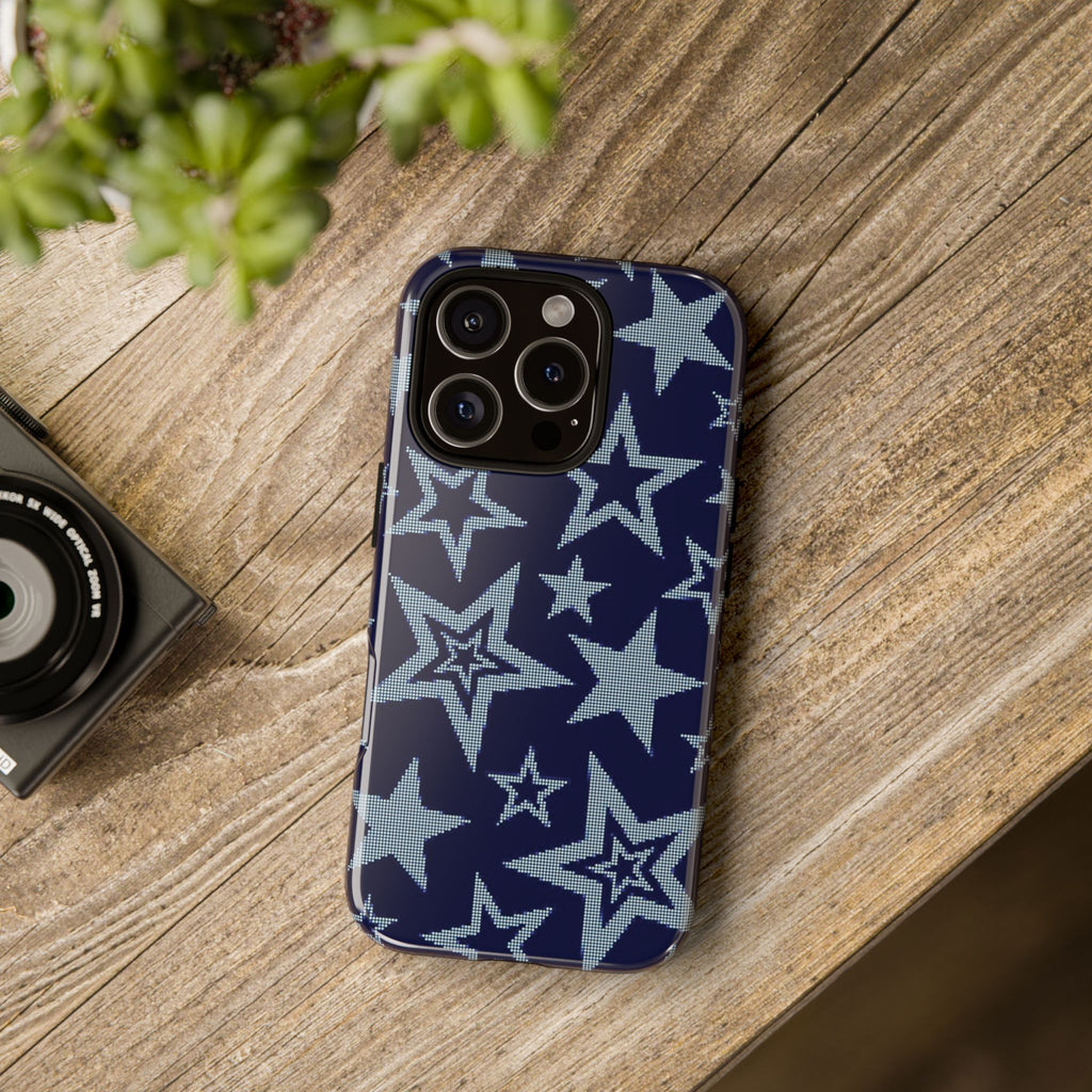 Navy Star Pattern Tough iPhone Case