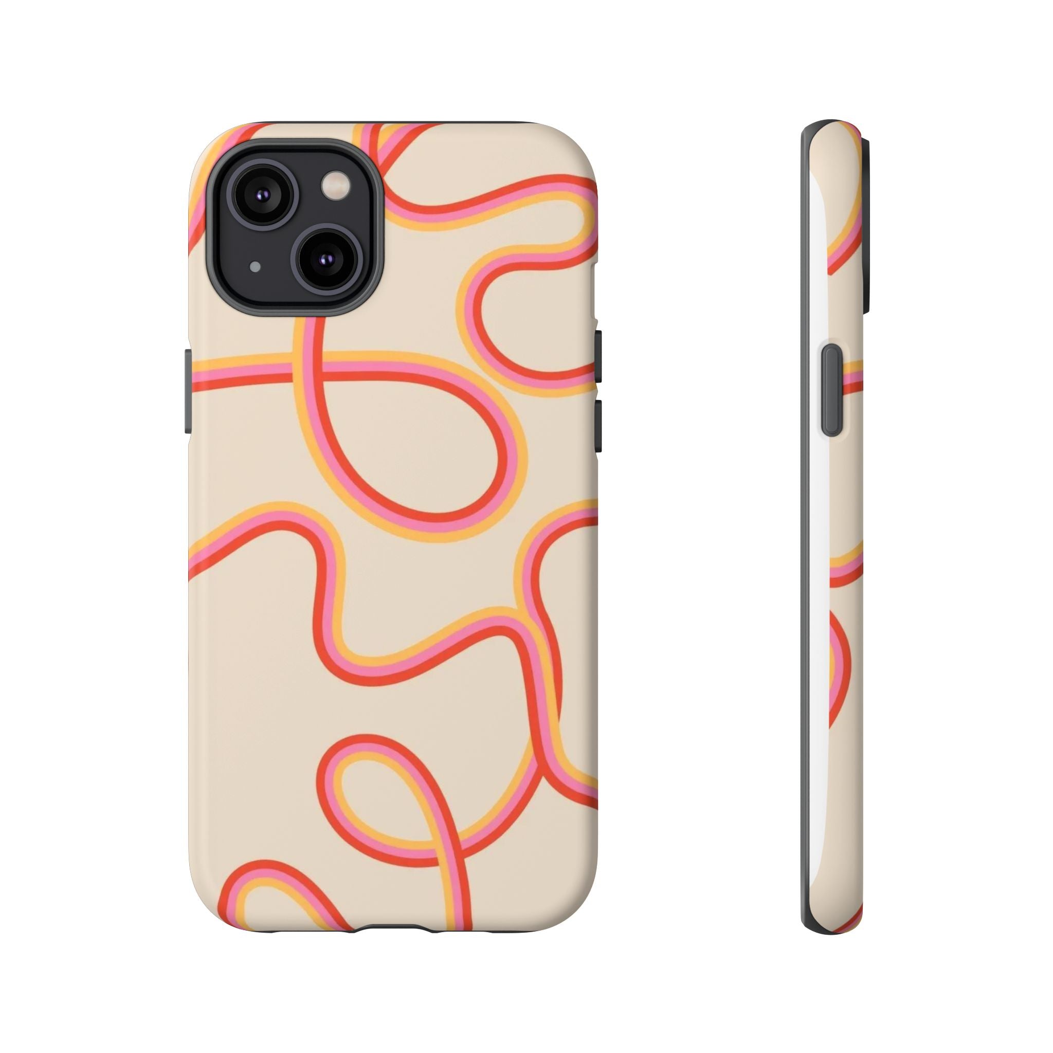 Retro Loop Pattern iPhone Case – Peach & Sunset Abstract Tough Case