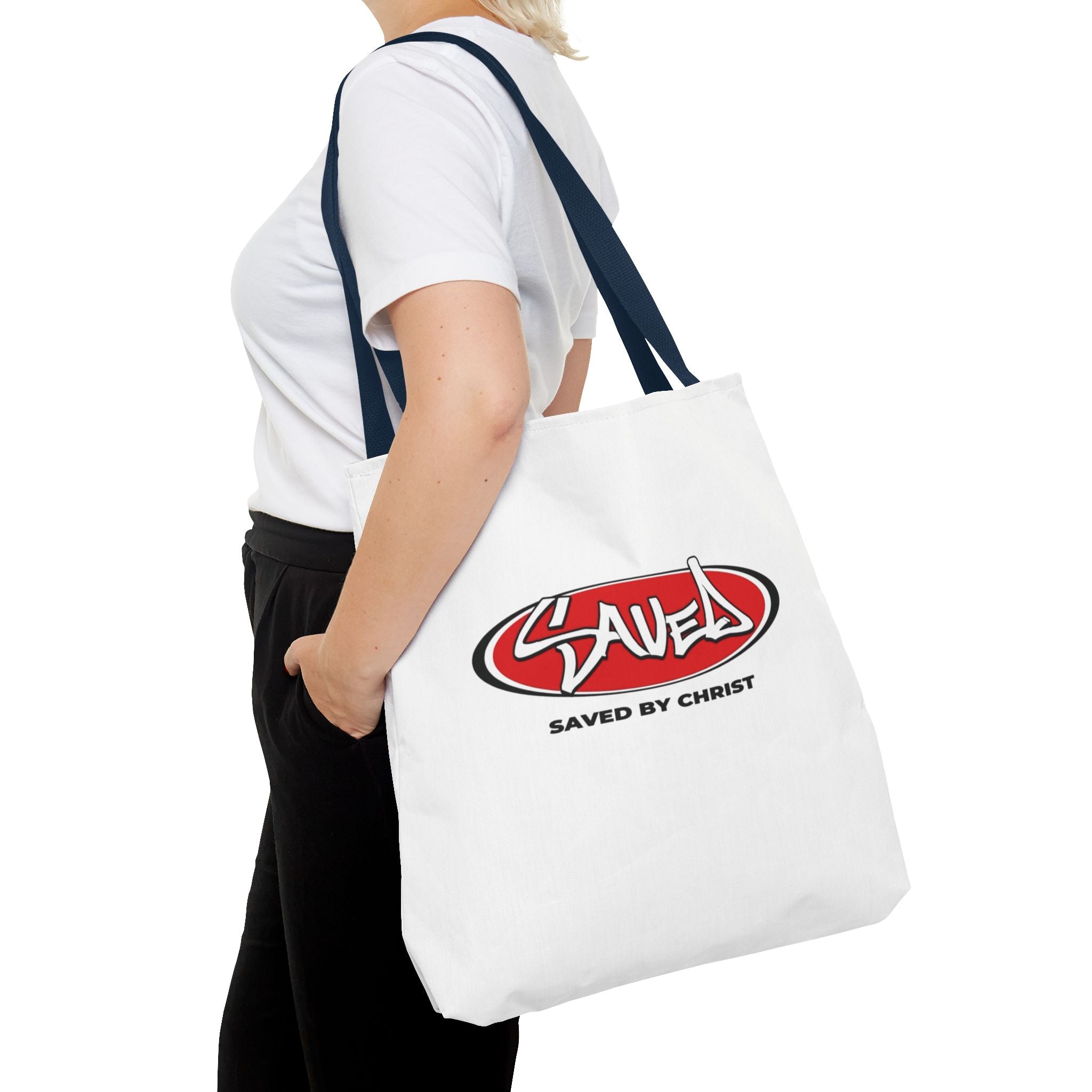 "Saved by Christ" Canvas Tote Bag