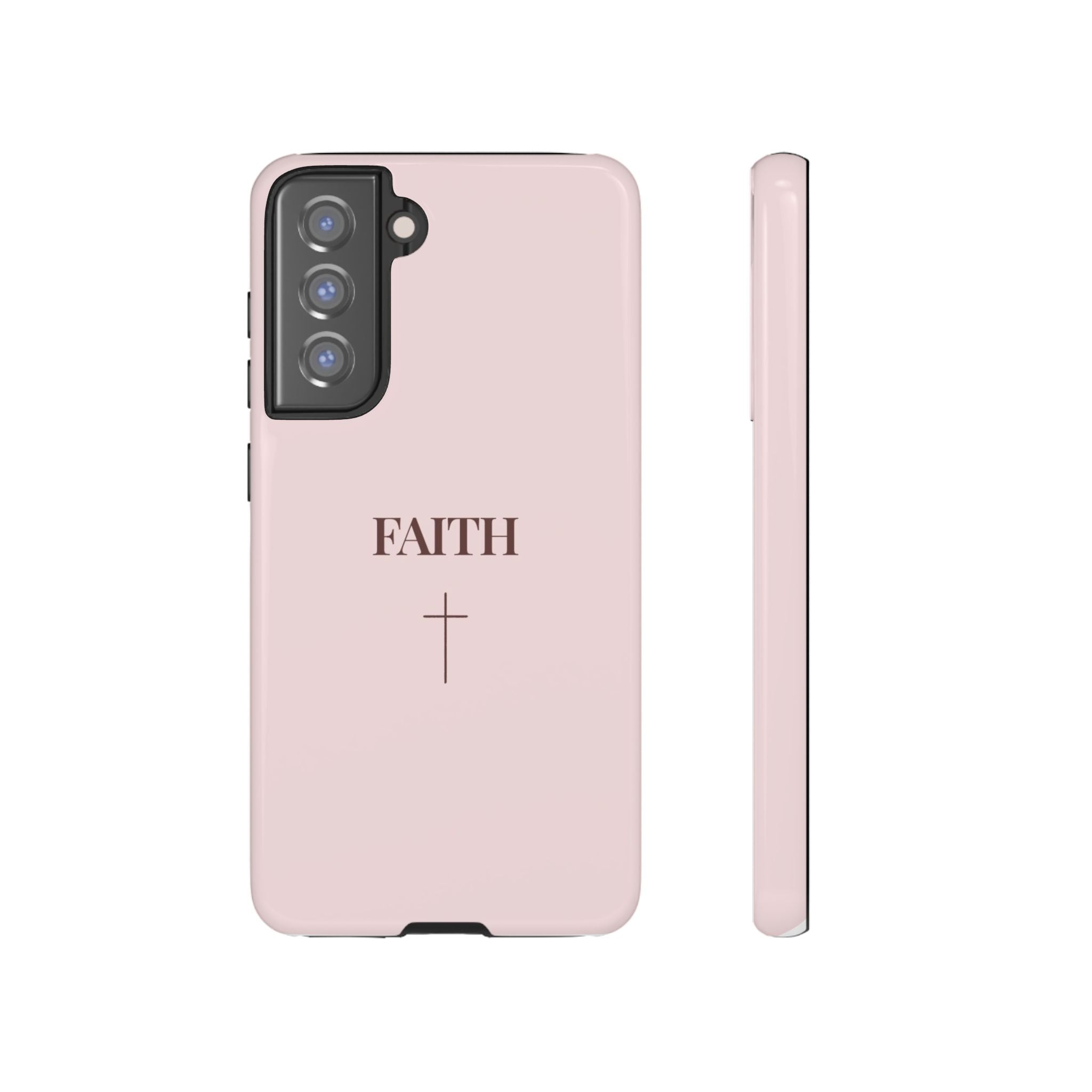 Faith Cross Tough Phone Case — Minimal Pink Christian iPhone Cover