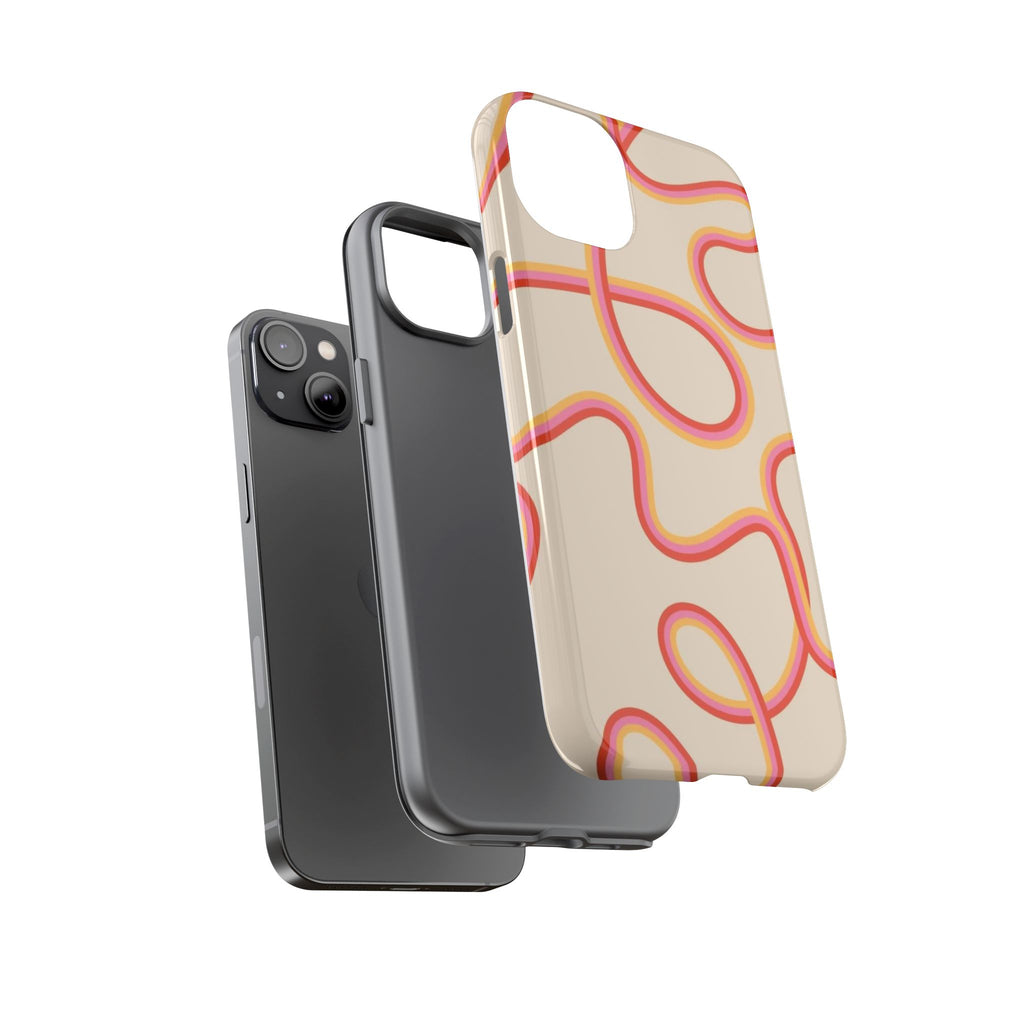 Retro Loop Pattern iPhone Case – Peach & Sunset Abstract Tough Case