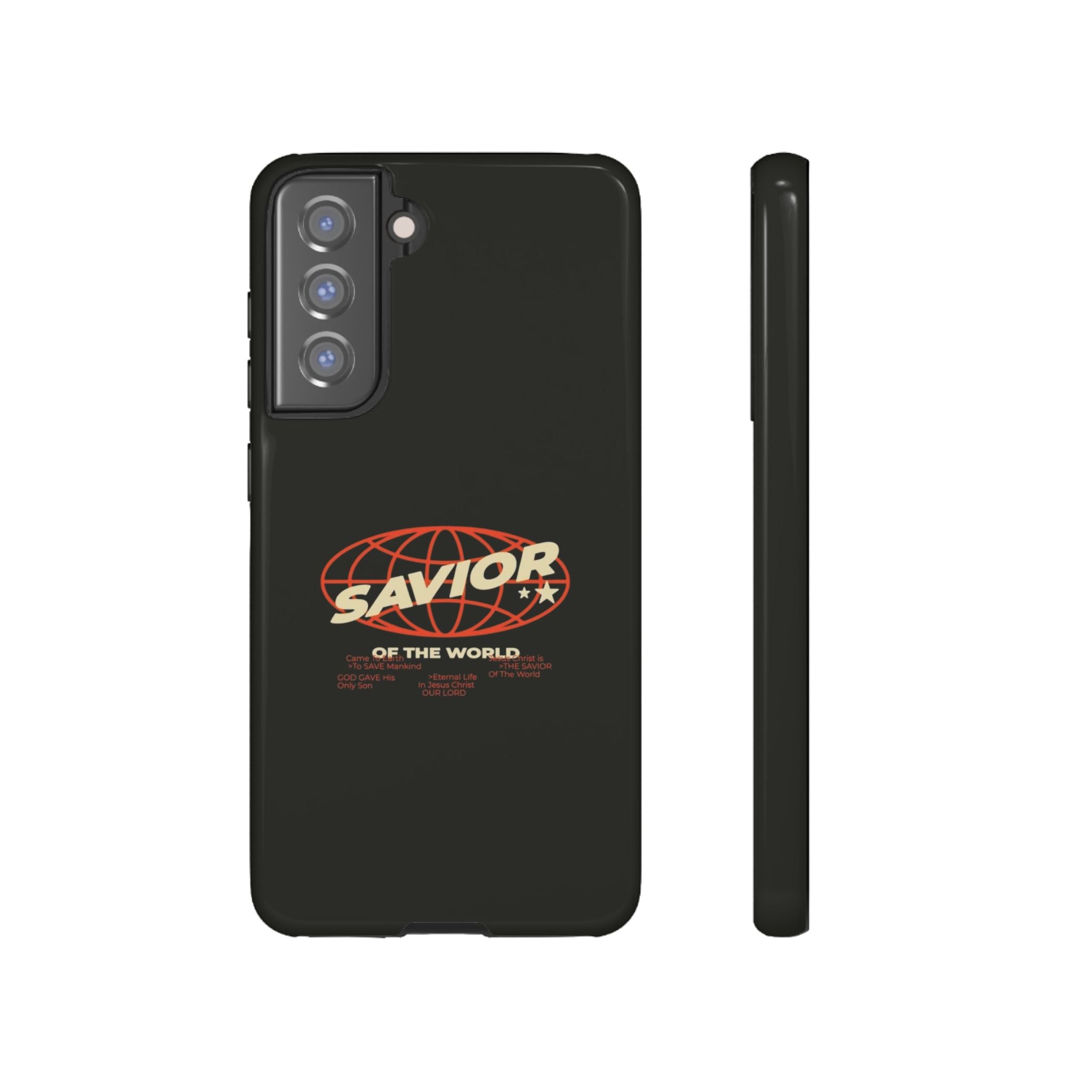 Savior of the World Black Protective Phone Case — Retro Globe Design