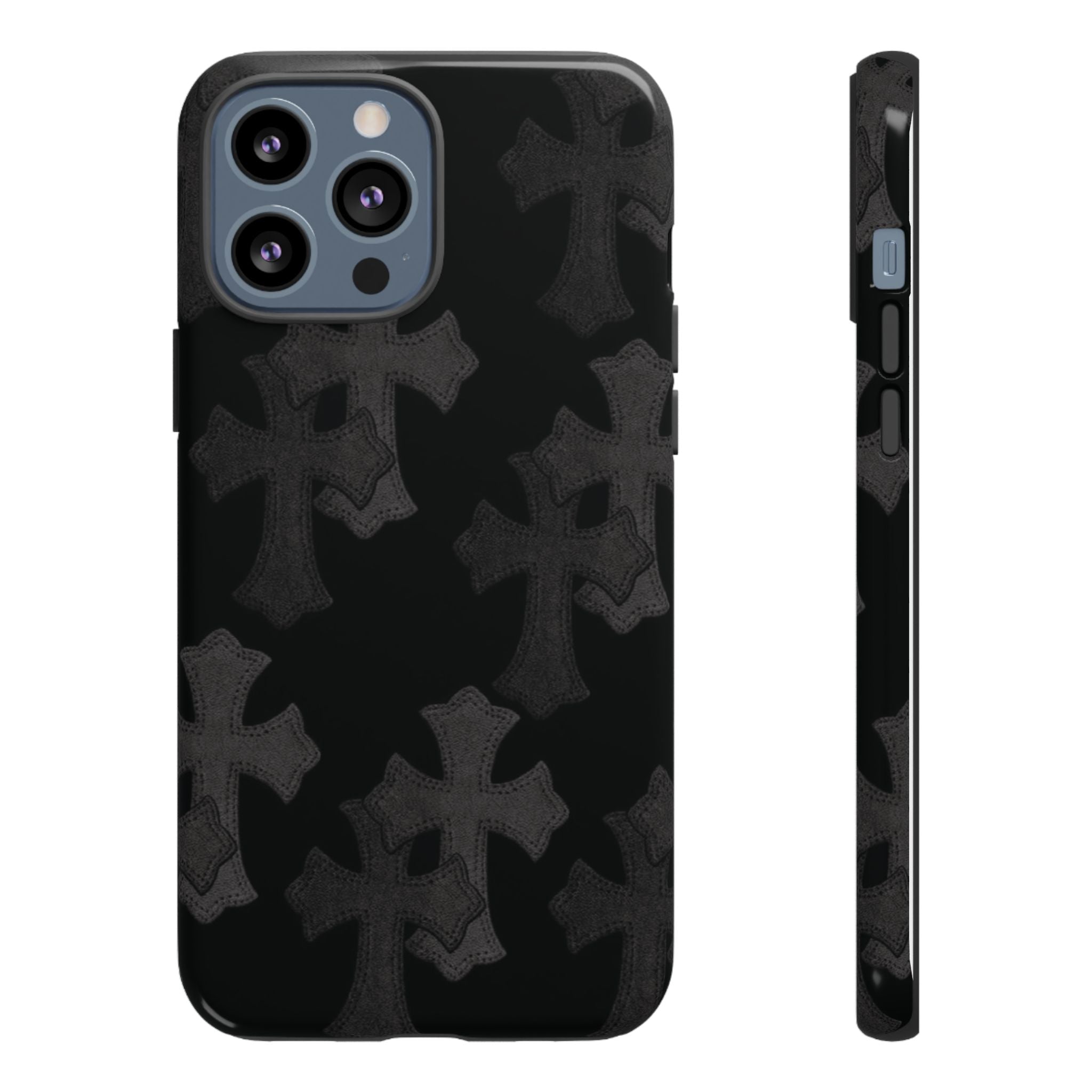 Black Cross Pattern Tough iPhone Case — Gothic Protective iPhone Cover