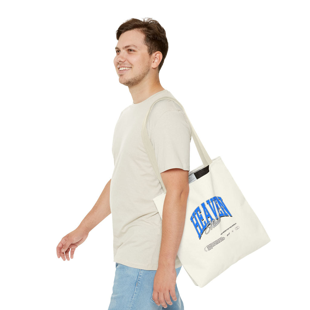 Heaven Music Tote Bag - Retro Blue Graphic All-Over Print
