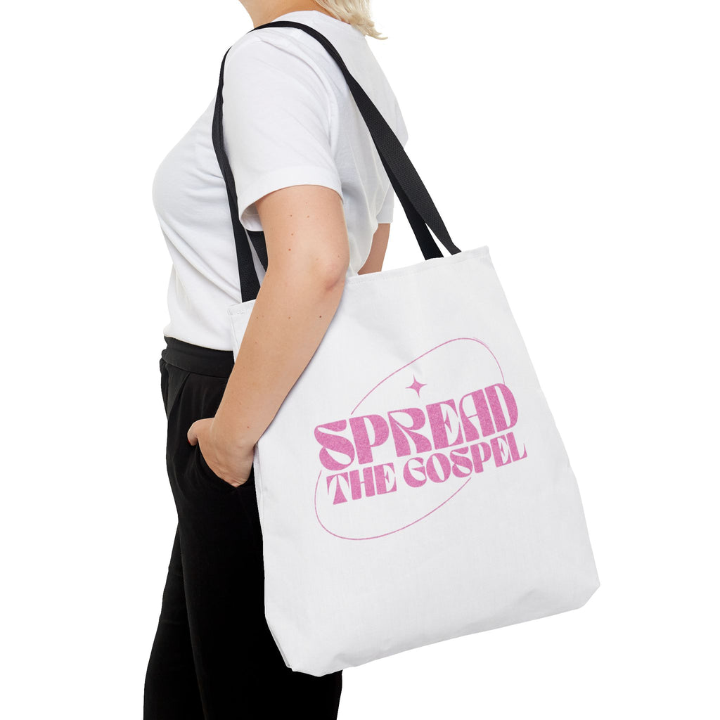Spread the Gospel Tote Bag — Pink Retro Canvas Tote