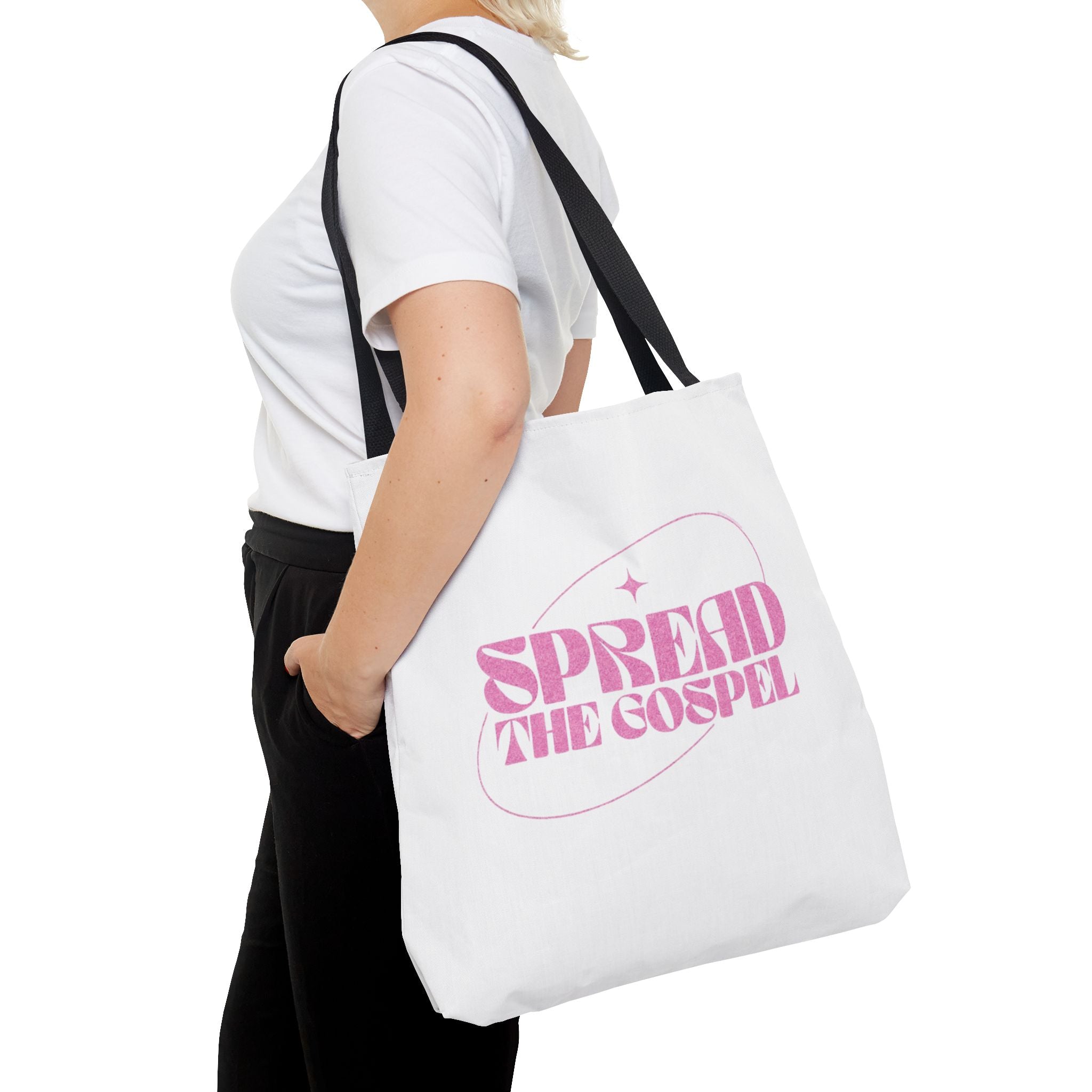 Spread the Gospel Tote Bag — Pink Retro Canvas Tote