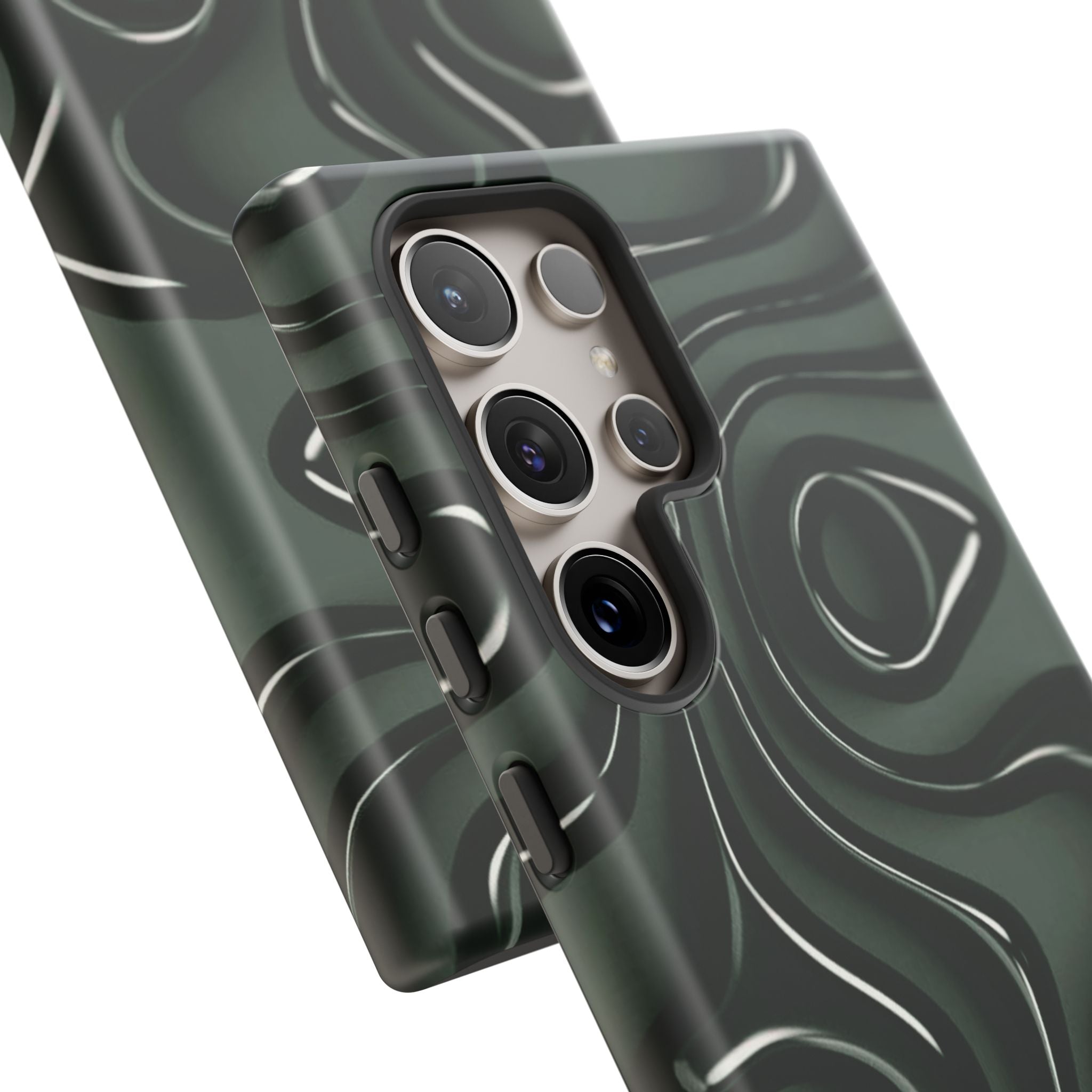 Dark Green Abstract Swirl Tough Phone Case