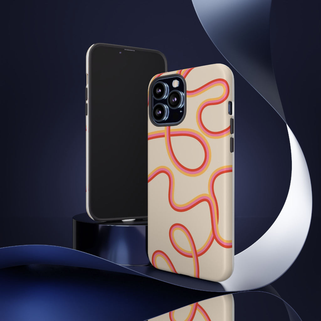 Retro Loop Pattern iPhone Case – Peach & Sunset Abstract Tough Case