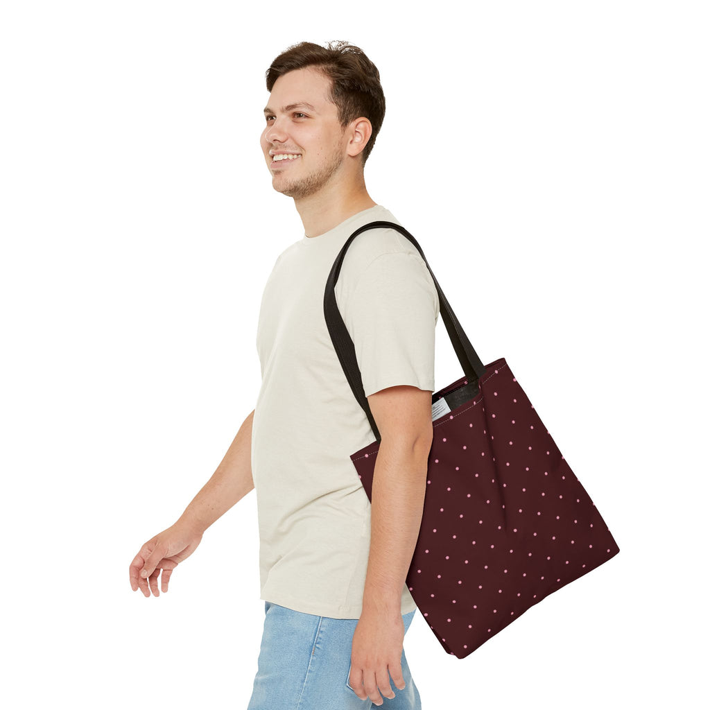 Burgundy Polka Dot Tote Bag