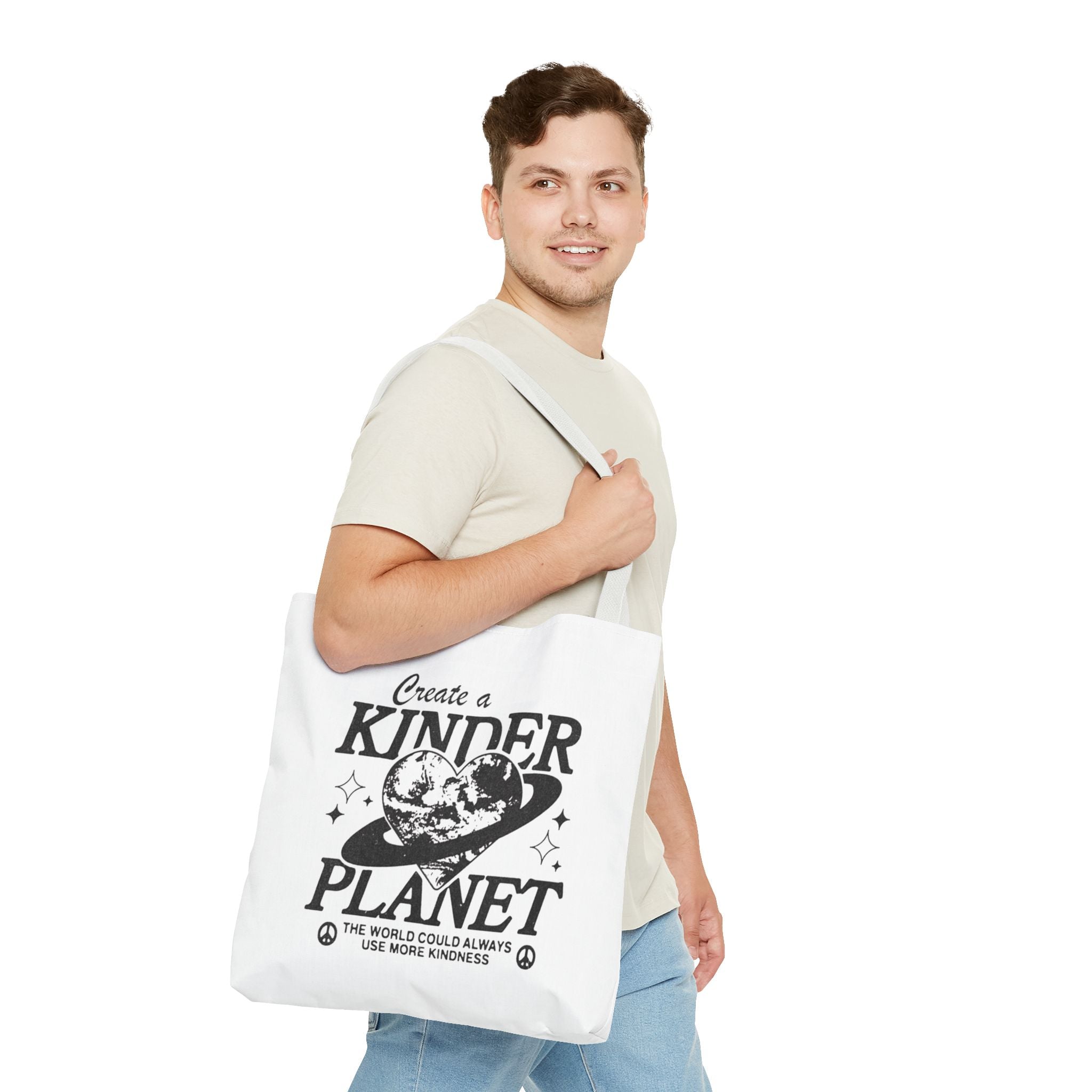 Create a Kinder Planet Tote Bag — Eco-Friendly Earth Love Canvas Tote