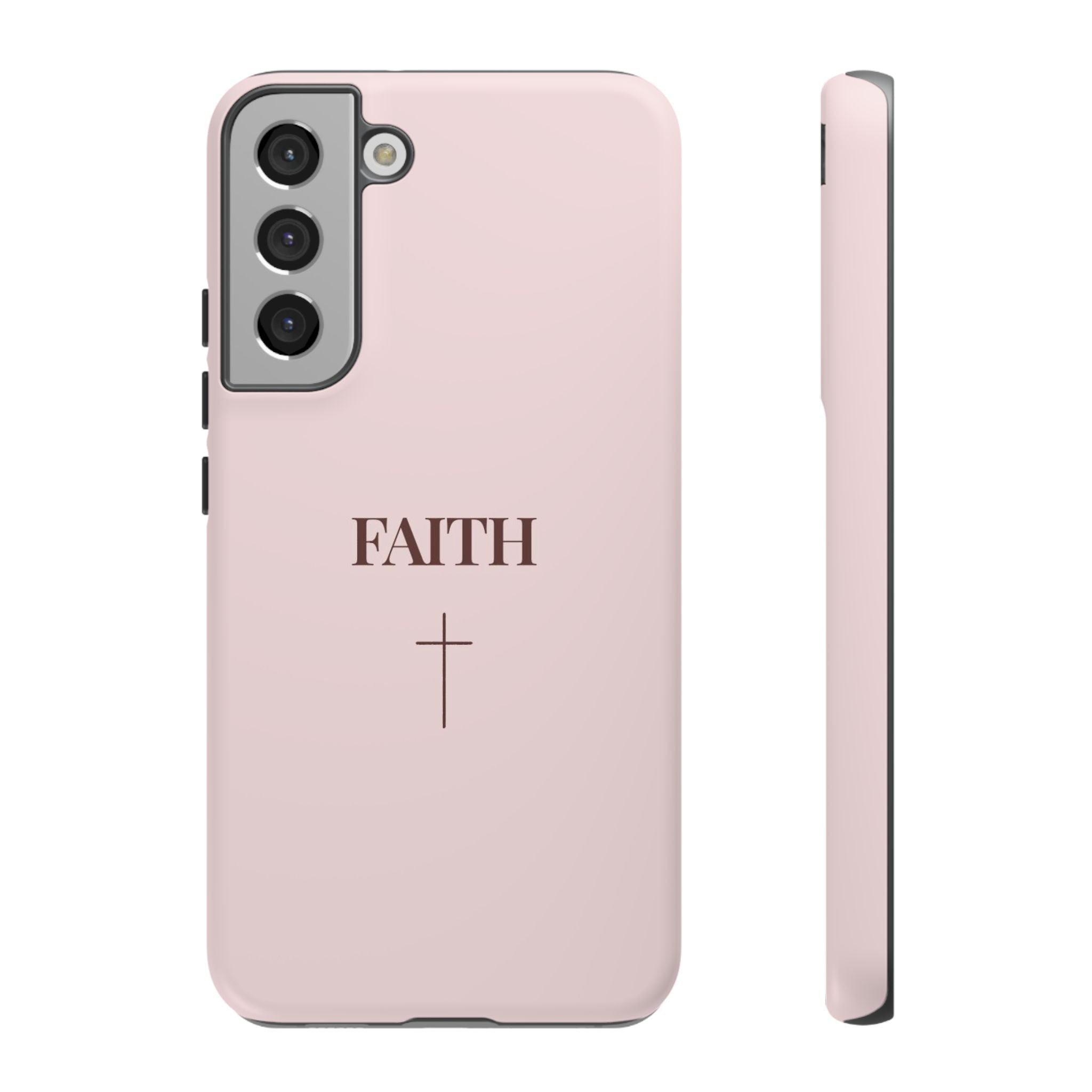 Faith Cross Tough Phone Case — Minimal Pink Christian iPhone Cover