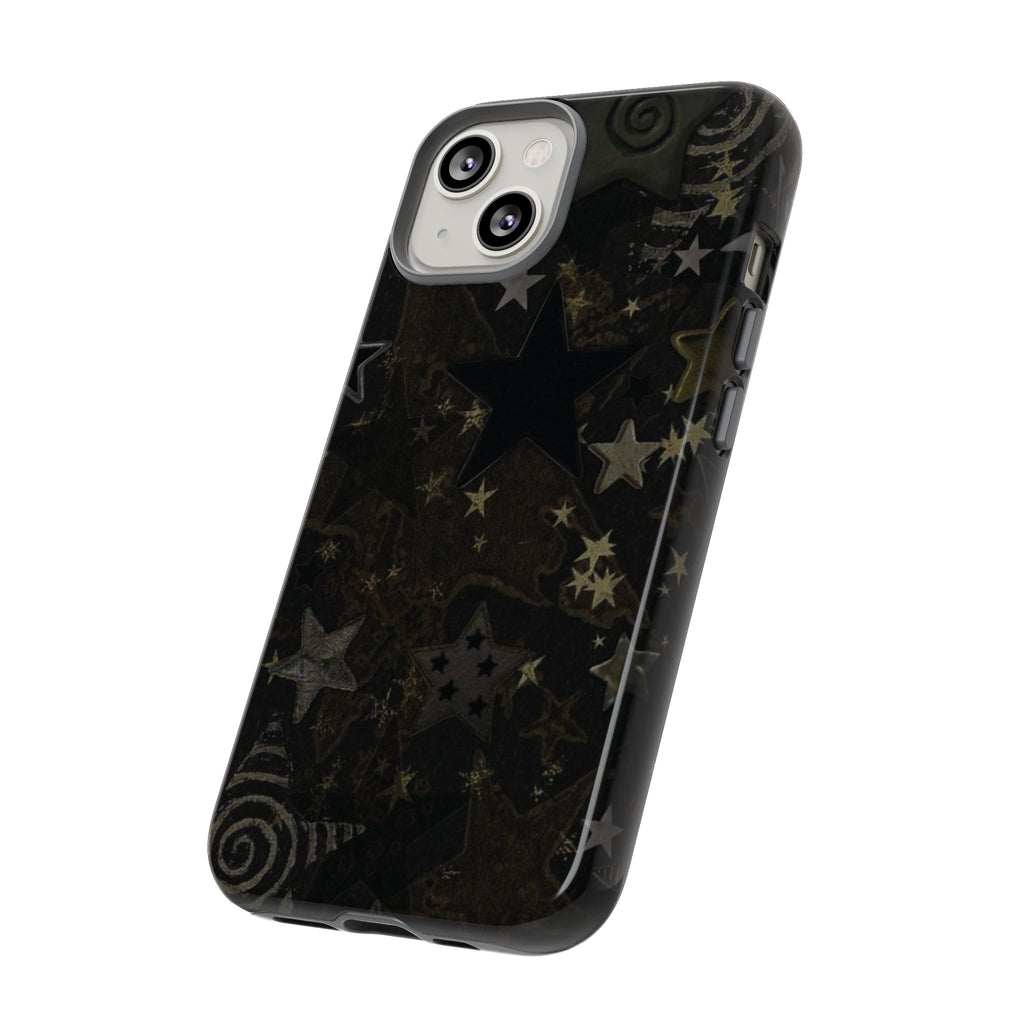 Black Starry iPhone Case – Protective Tough Case with Subtle Galaxy Pattern
