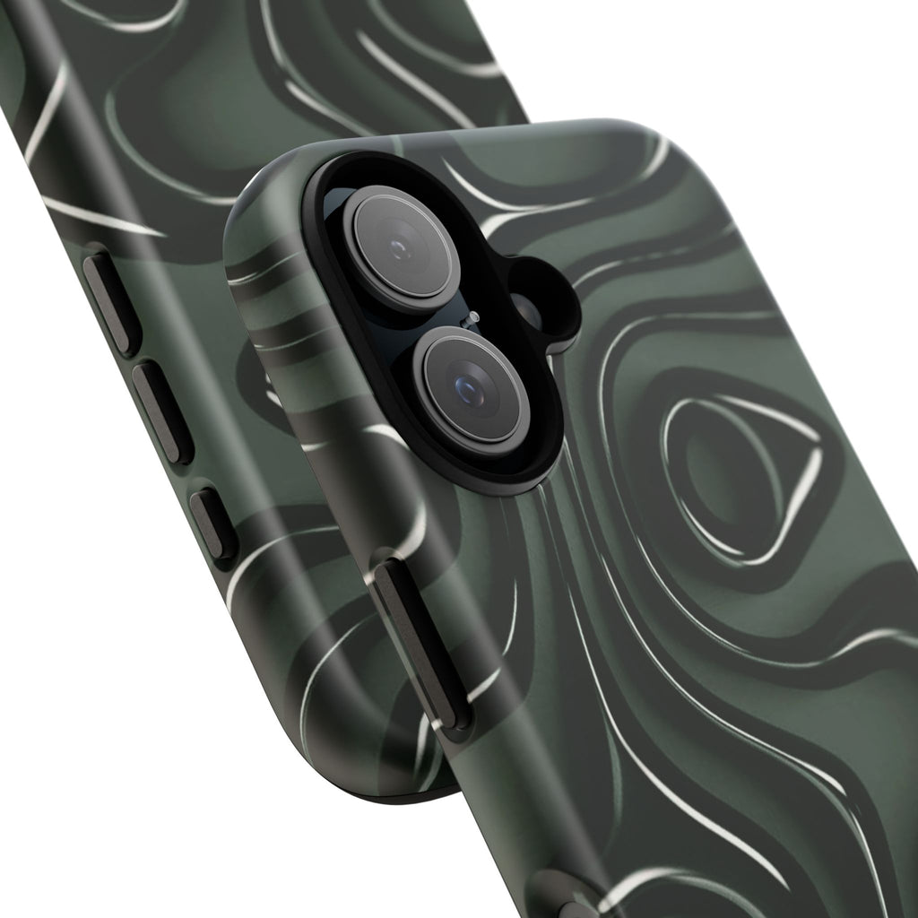 Dark Green Abstract Swirl Tough Phone Case