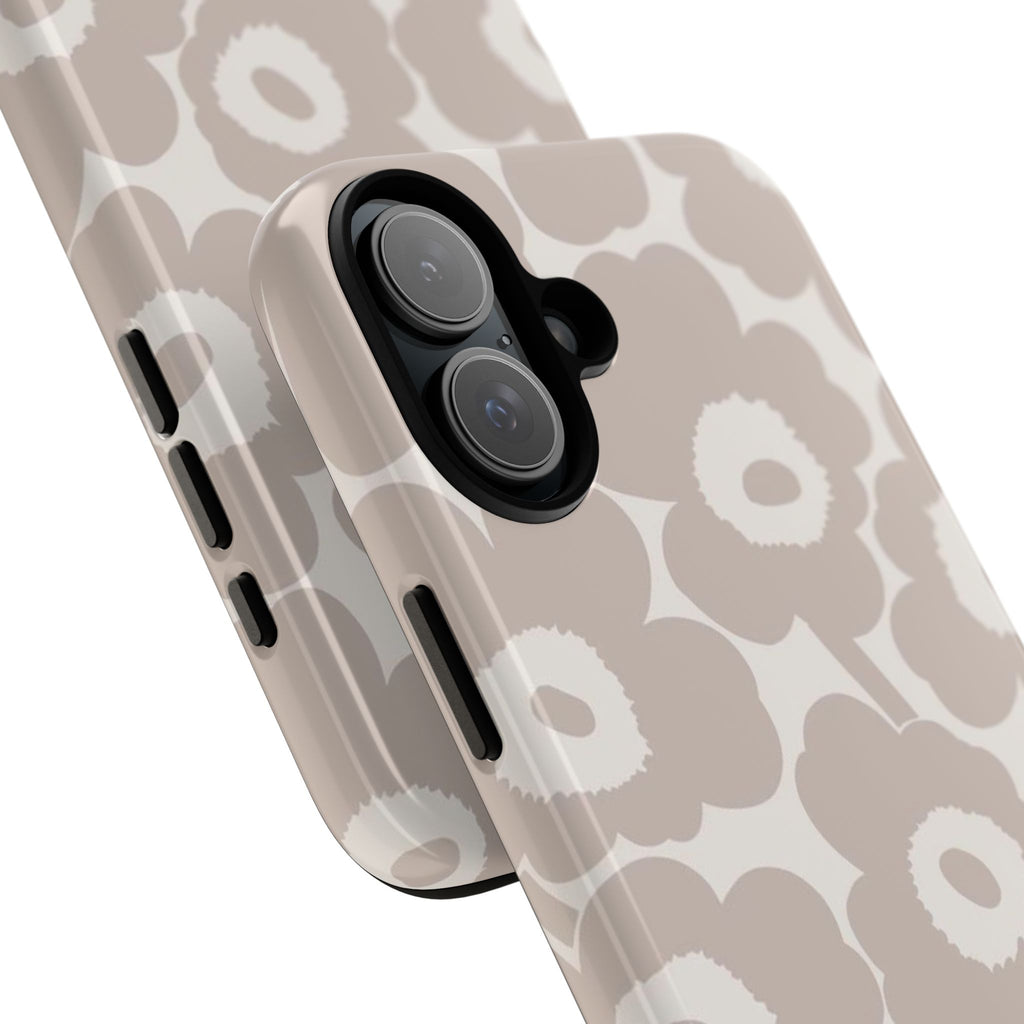 Floral Tough iPhone Case — Neutral Beige Poppy Protective Cover