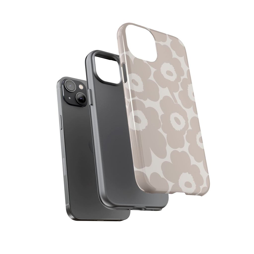 Floral Tough iPhone Case — Neutral Beige Poppy Protective Cover