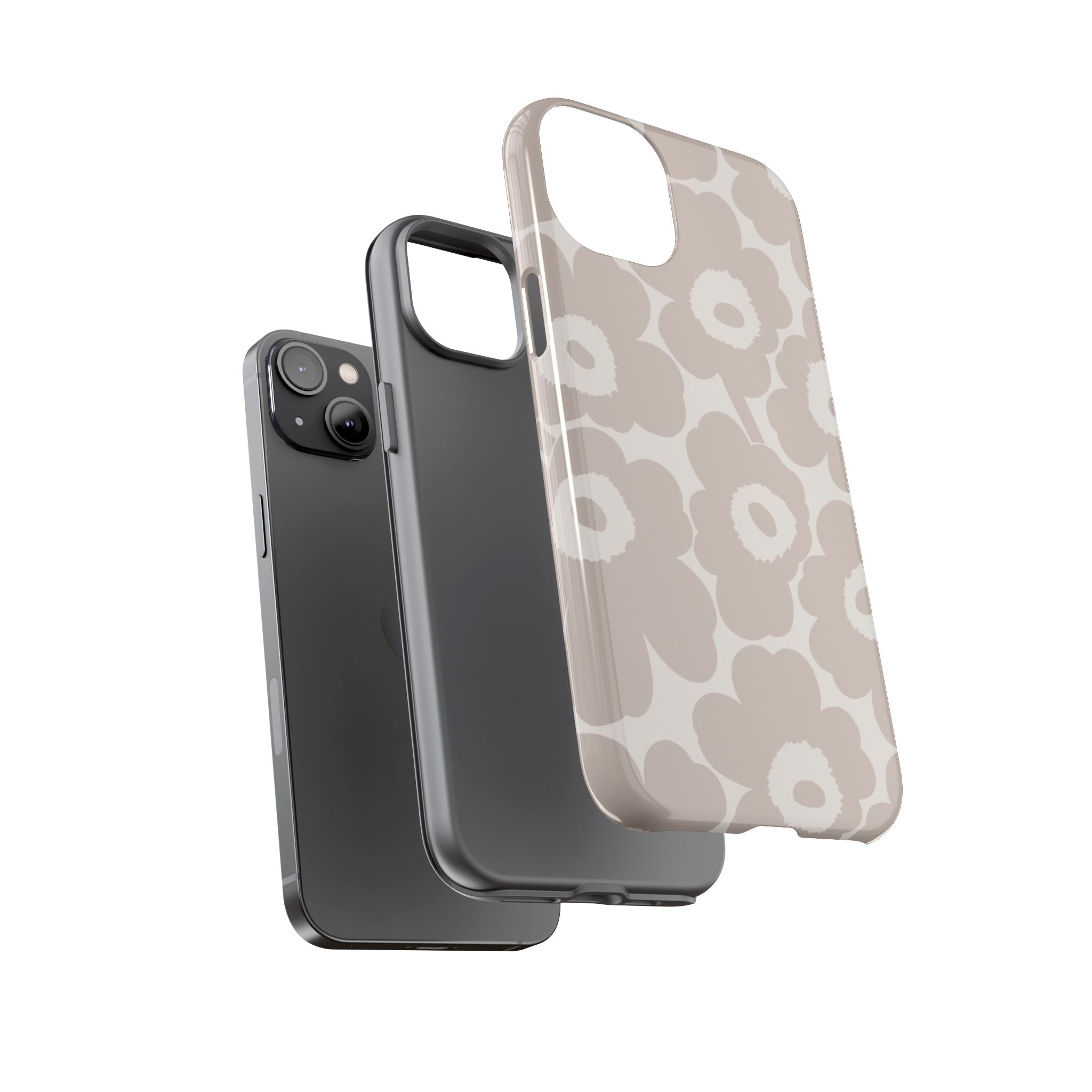 Floral Tough iPhone Case — Neutral Beige Poppy Protective Cover