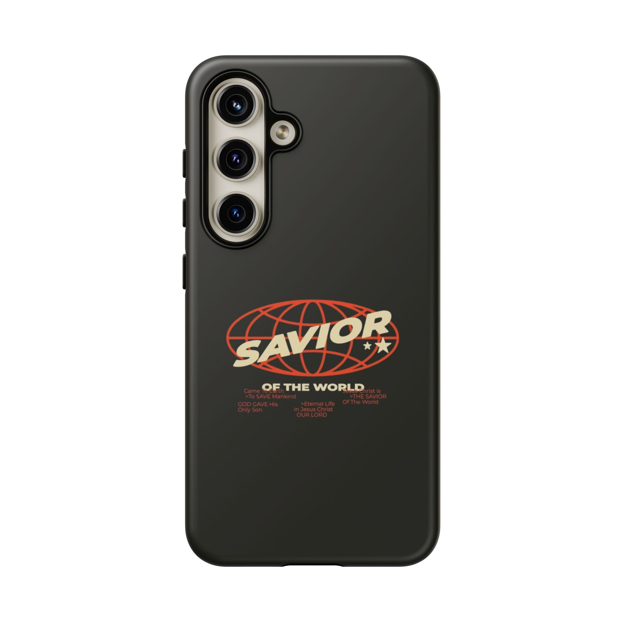 Savior of the World Black Protective Phone Case — Retro Globe Design