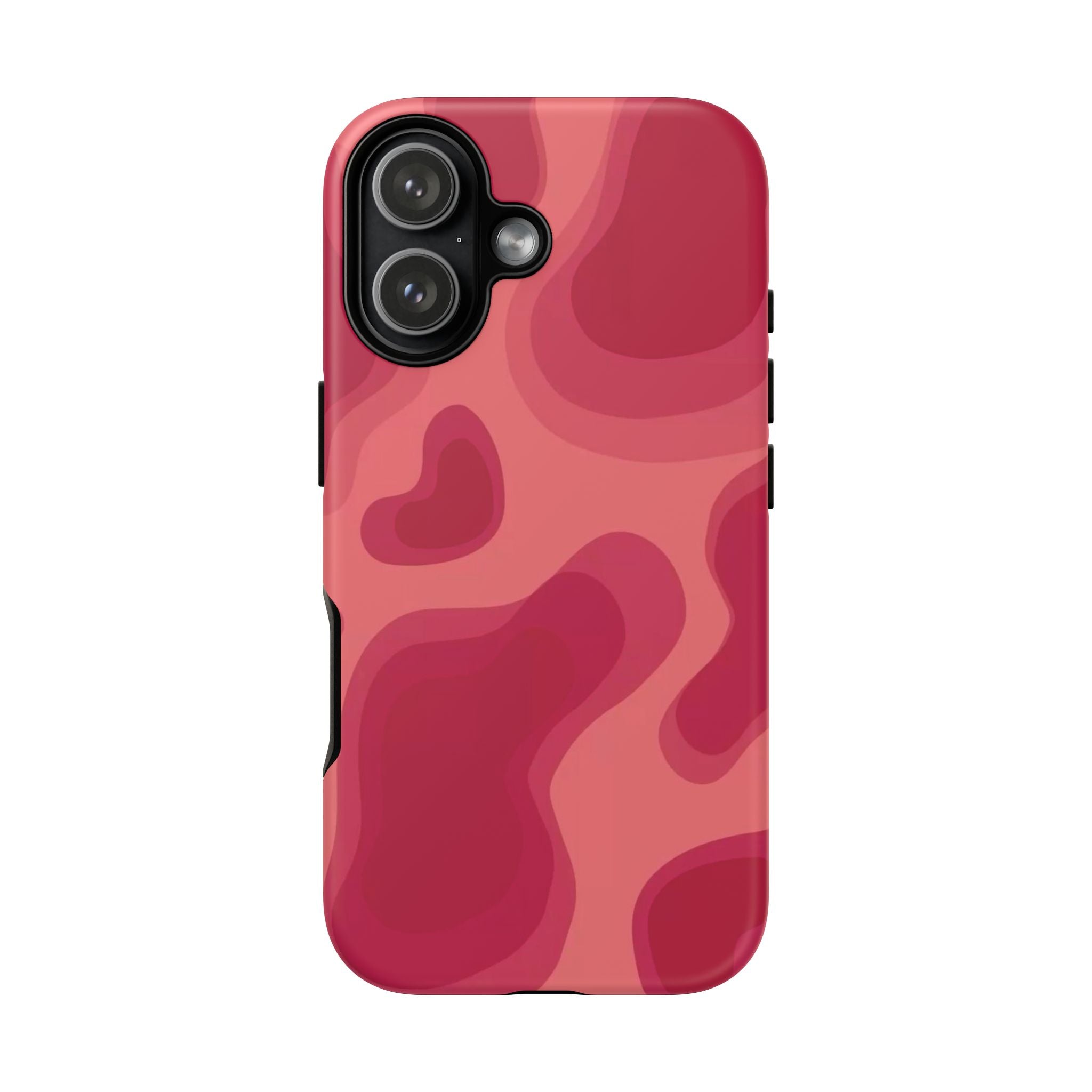 Red Pink Camo iPhone Case — Abstract Heart Pattern Tough Protective Cover