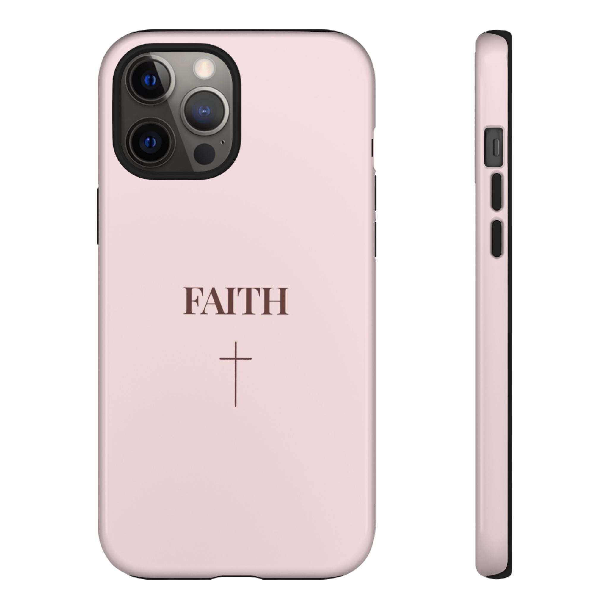 Faith Cross Tough Phone Case — Minimal Pink Christian iPhone Cover