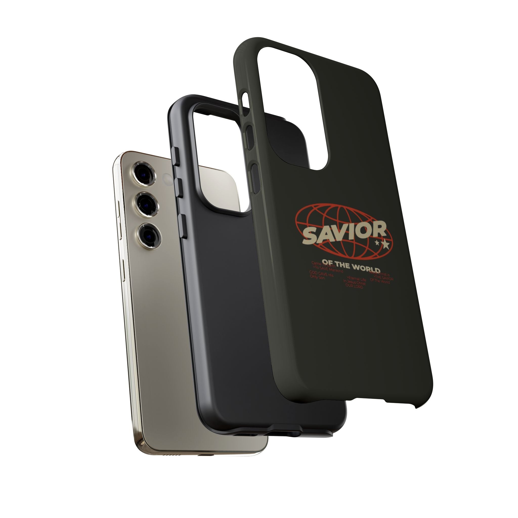 Savior of the World Black Protective Phone Case — Retro Globe Design