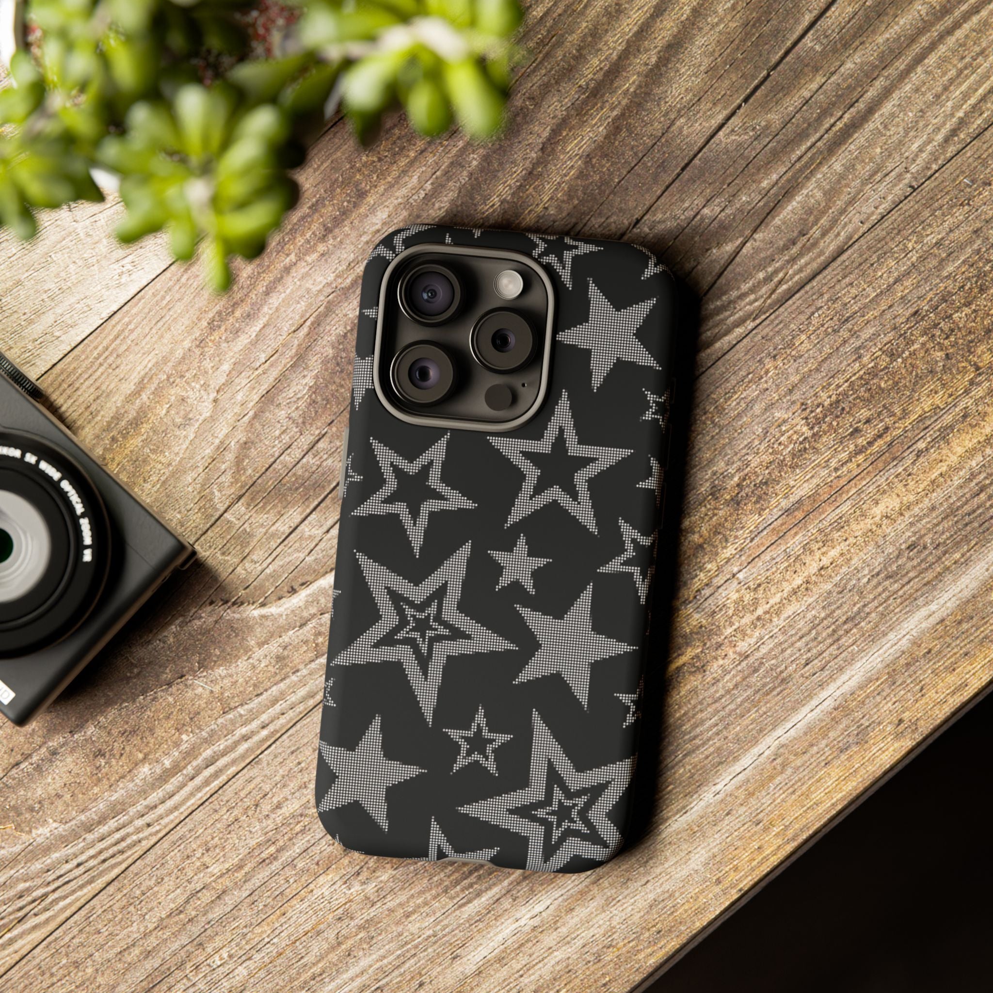 Black Star Pattern Tough Phone Case — Durable Protective Phone Cover