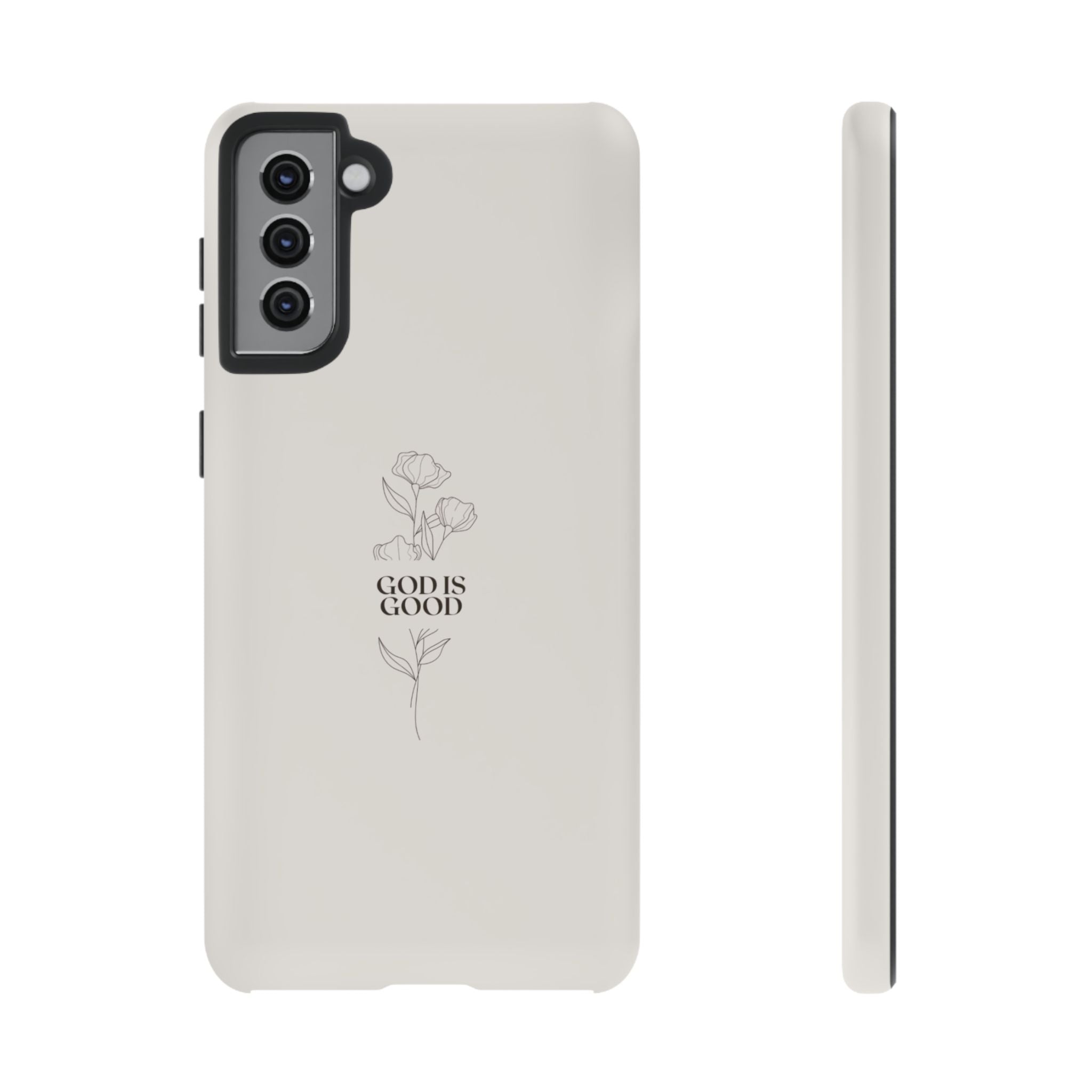 Minimal ‘God Is Good’ Floral Tough Phone Case