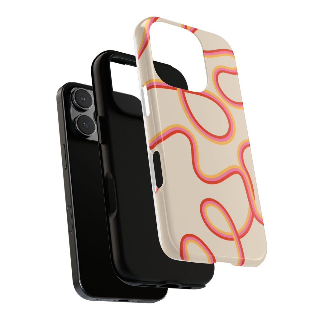 Retro Loop Pattern iPhone Case – Peach & Sunset Abstract Tough Case