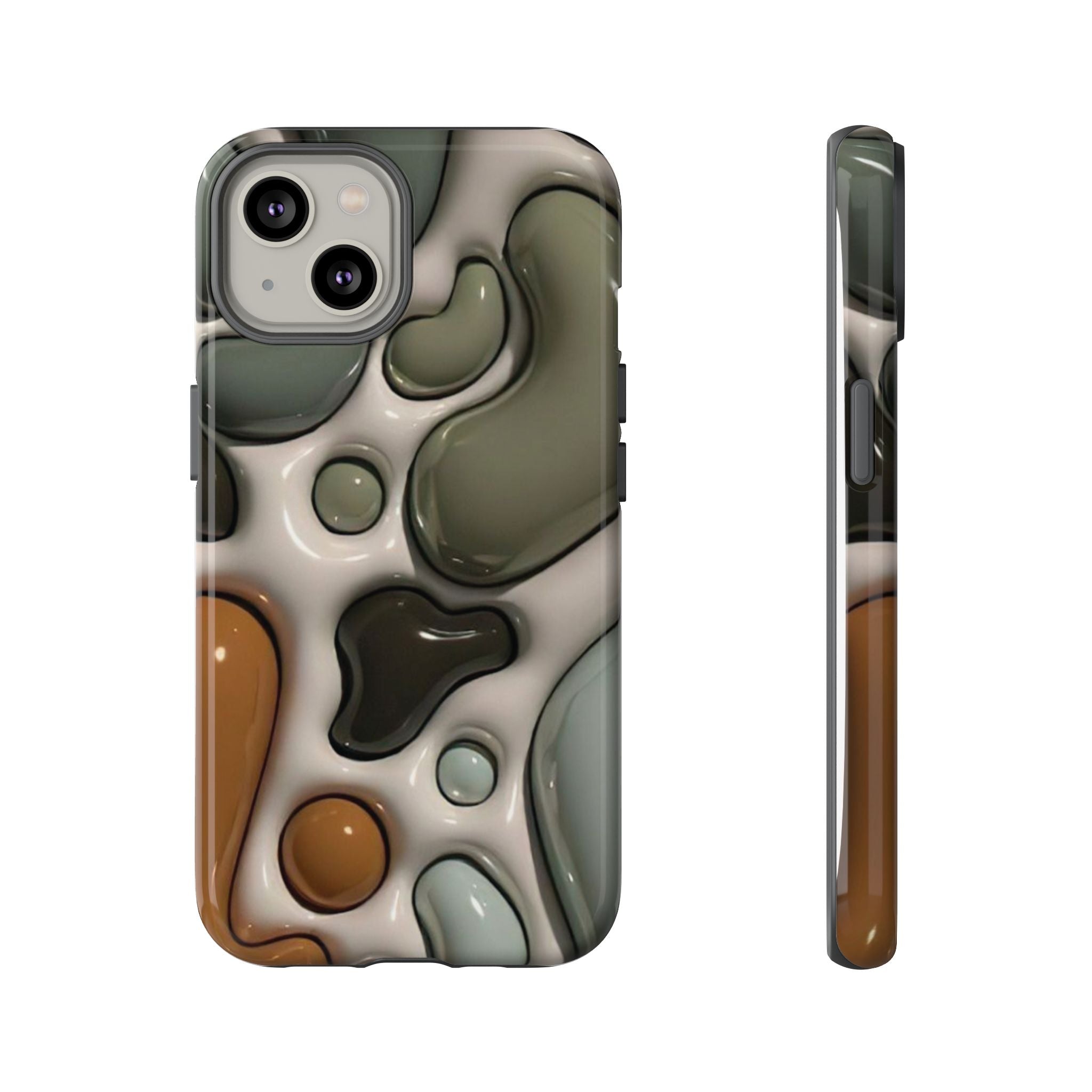 Abstract Pebble Pattern iPhone Case — Modern Organic Camouflage Tough Case