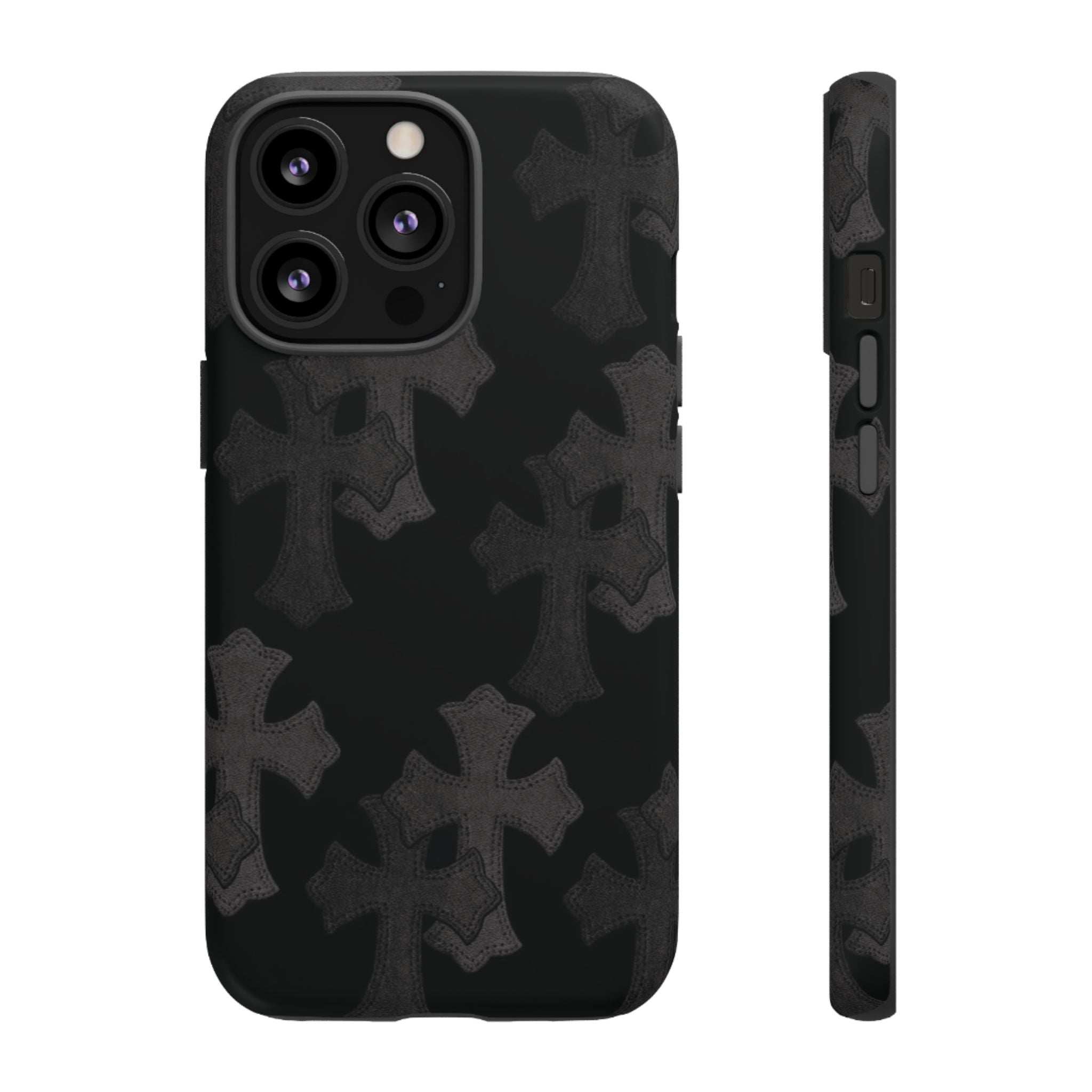 Black Cross Pattern Tough iPhone Case — Gothic Protective iPhone Cover