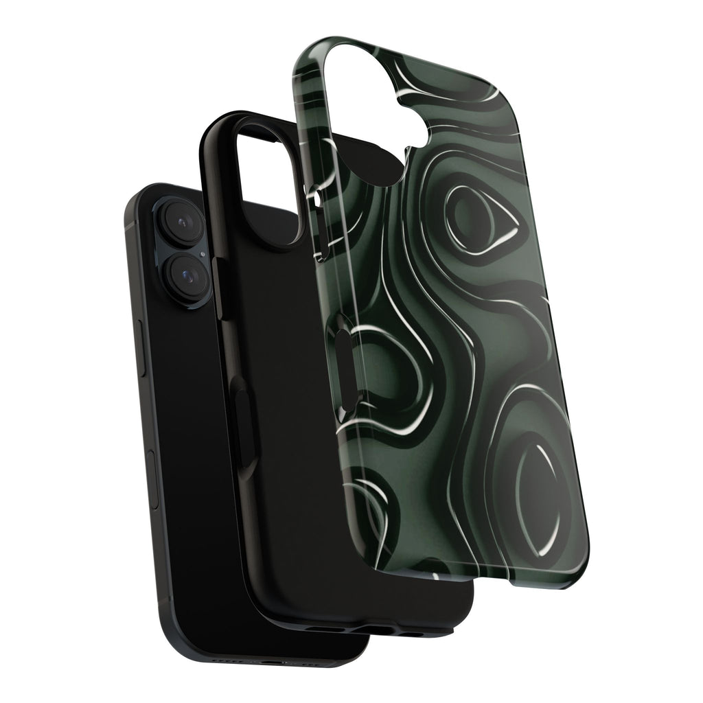 Dark Green Abstract Swirl Tough Phone Case