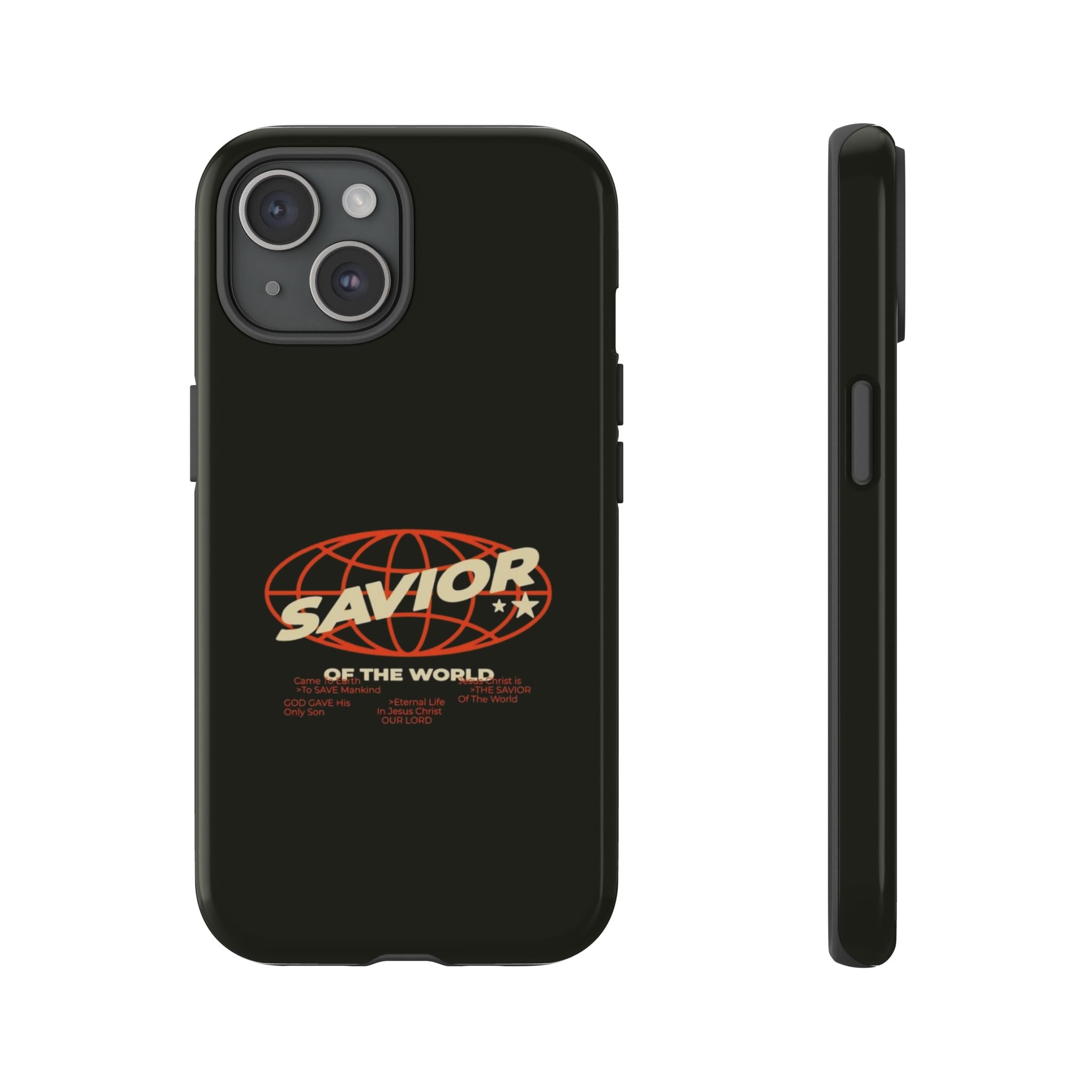 Savior of the World Black Protective Phone Case — Retro Globe Design